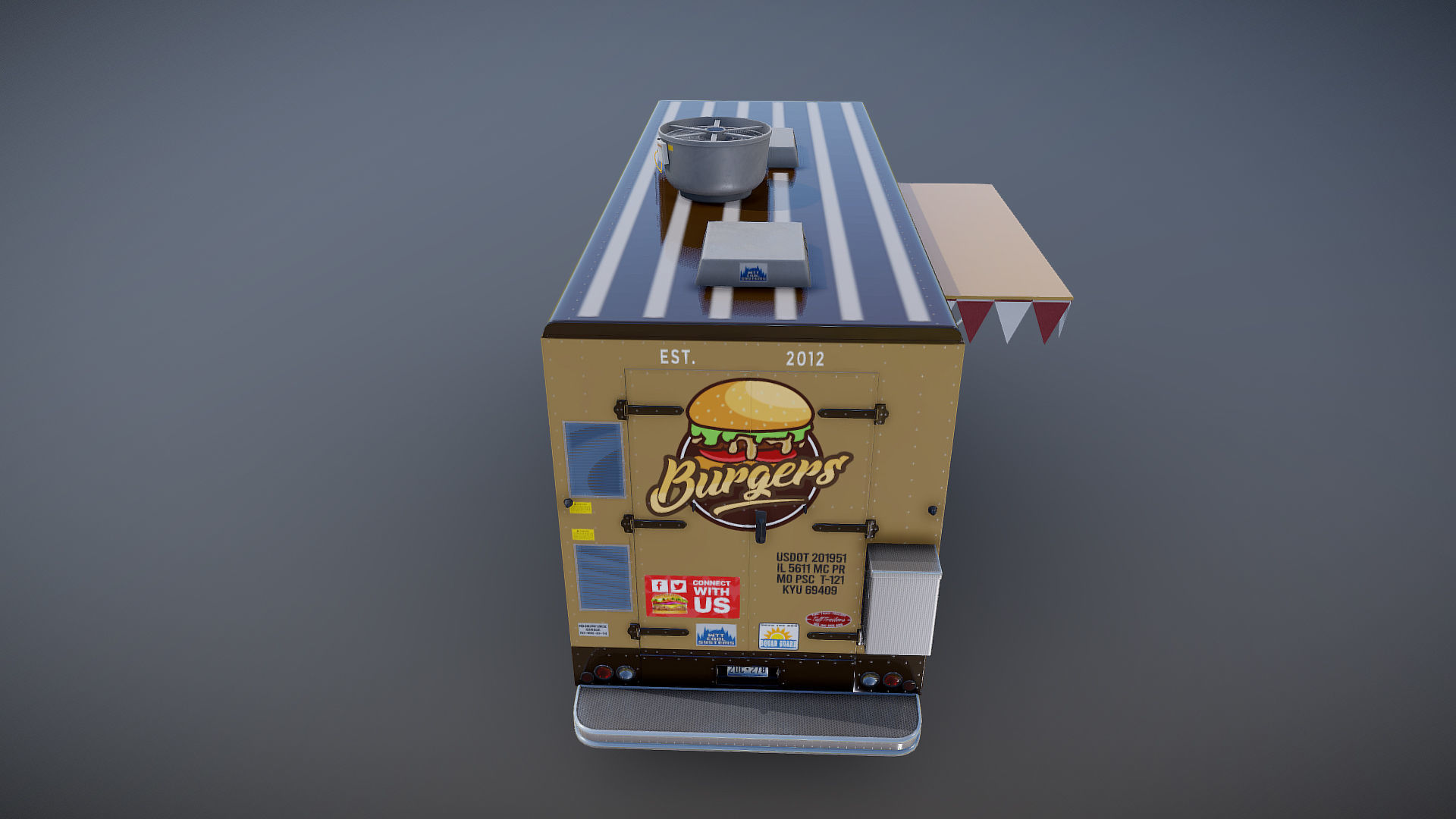 Freightlier food truck Low-poly 3D model_21