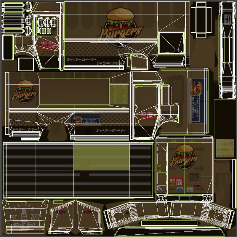 Freightlier food truck Low-poly 3D model_37