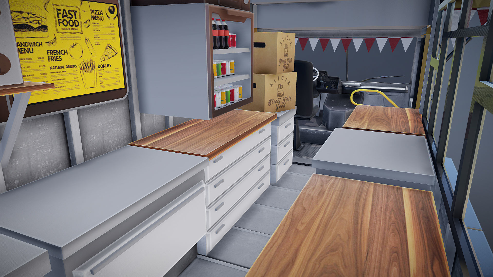 Freightlier food truck Low-poly 3D model_26