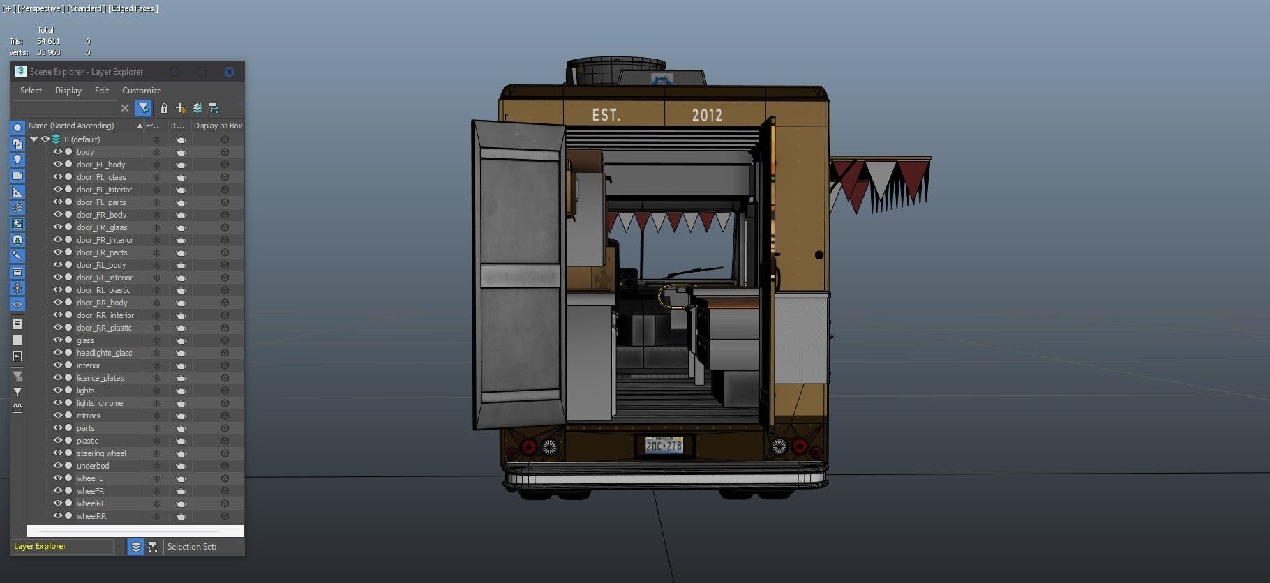 Freightlier food truck Low-poly 3D model_33