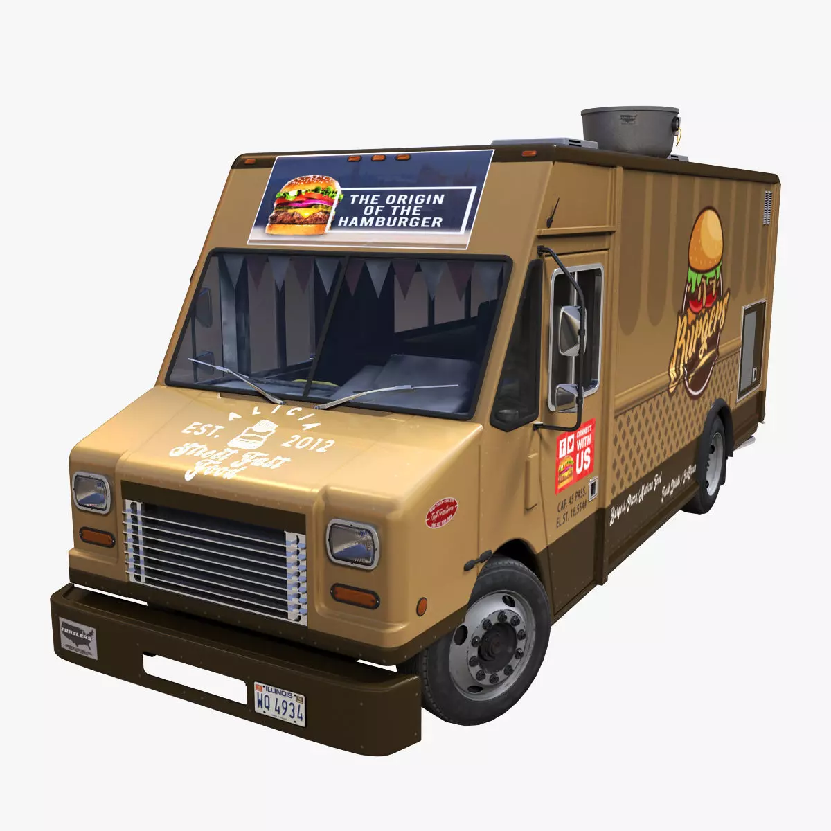 Freightlier food truck Low-poly 3D model_0