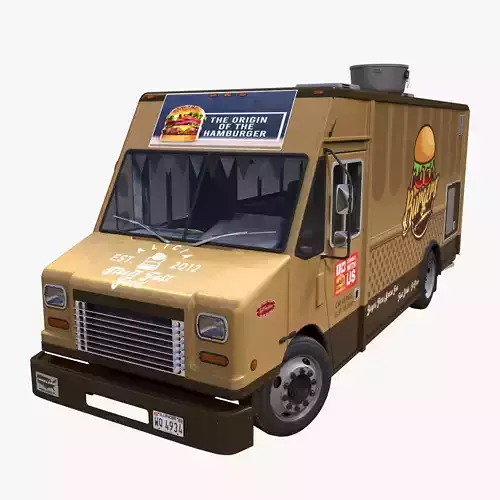 Freightlier food truck Low-poly 3D model