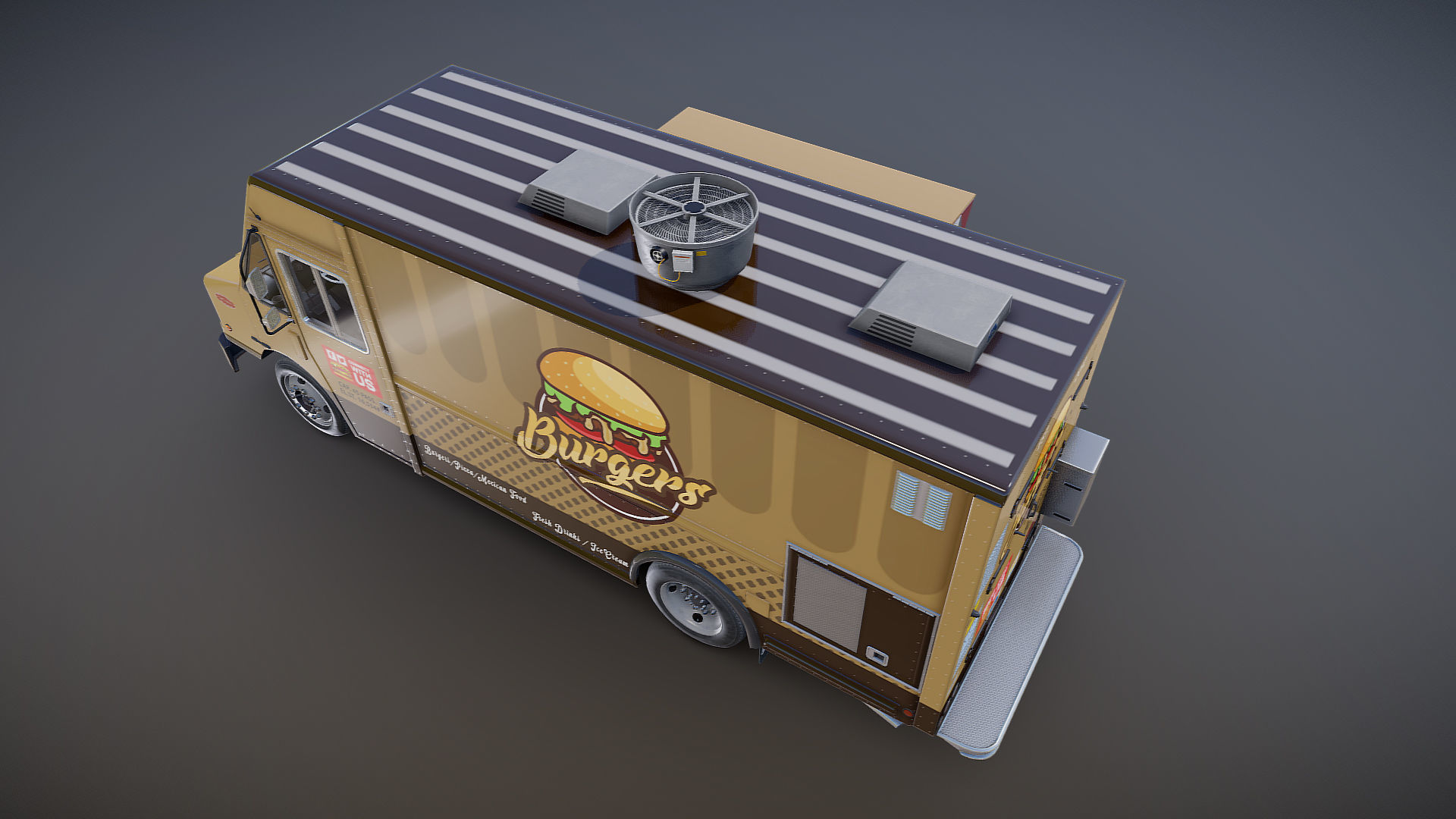 Freightlier food truck Low-poly 3D model_17