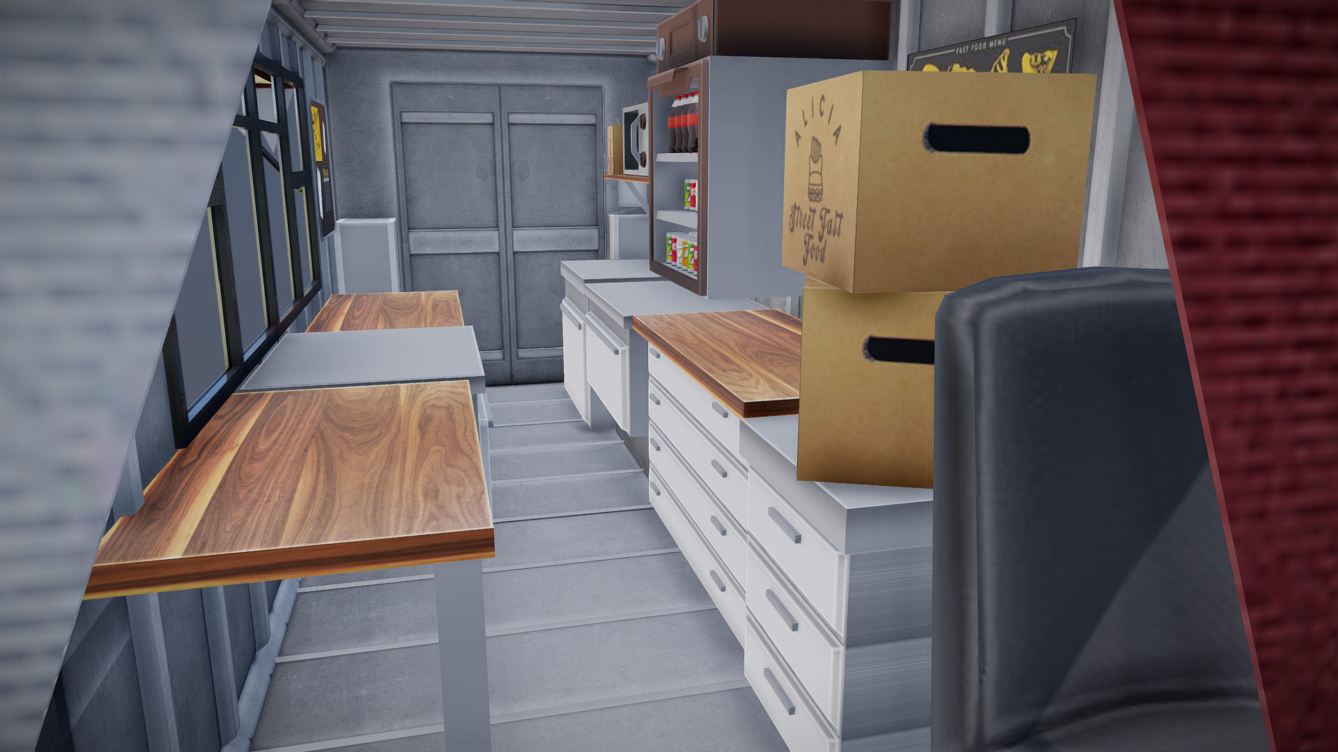 Freightlier food truck Low-poly 3D model_25