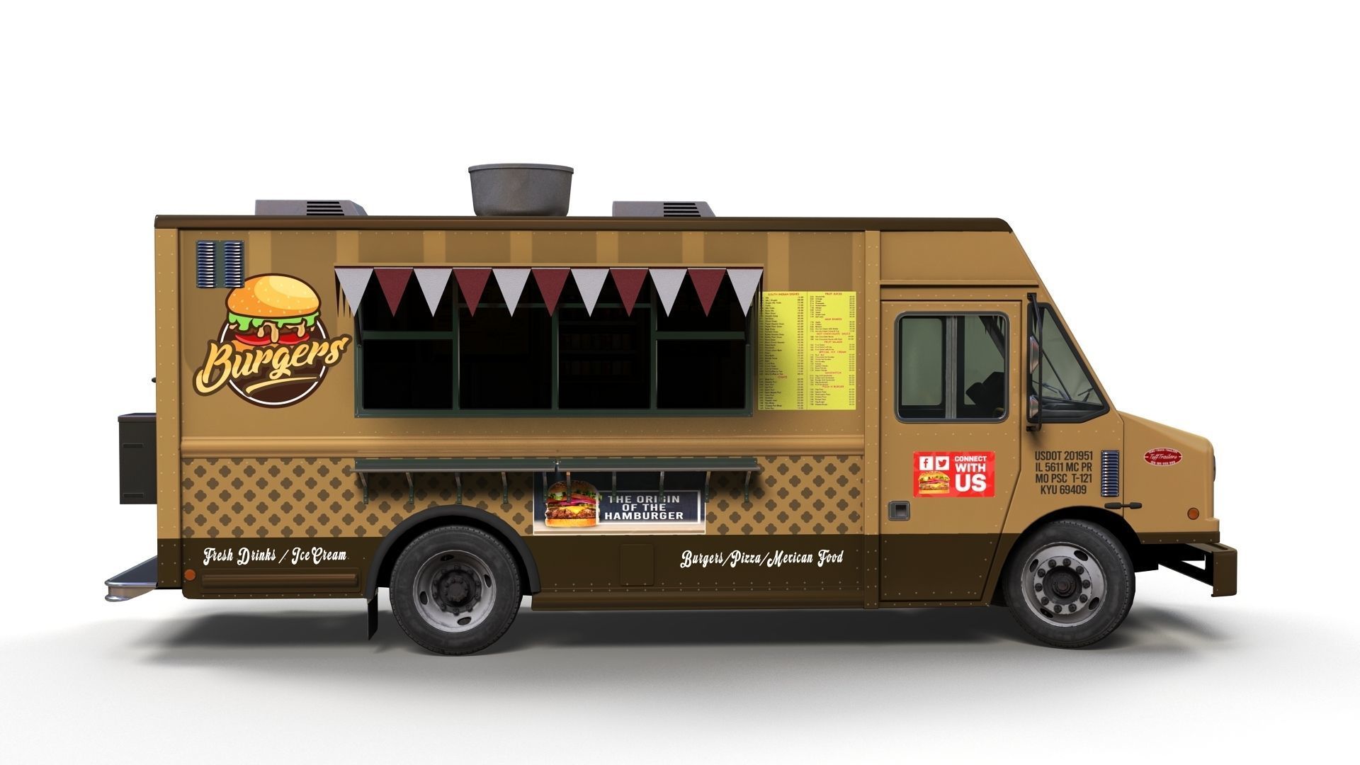 Freightlier food truck Low-poly 3D model_3