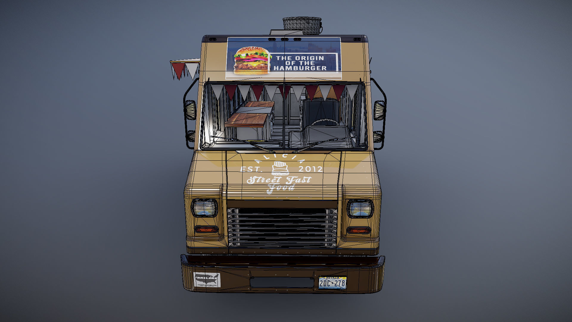 Freightlier food truck Low-poly 3D model_29