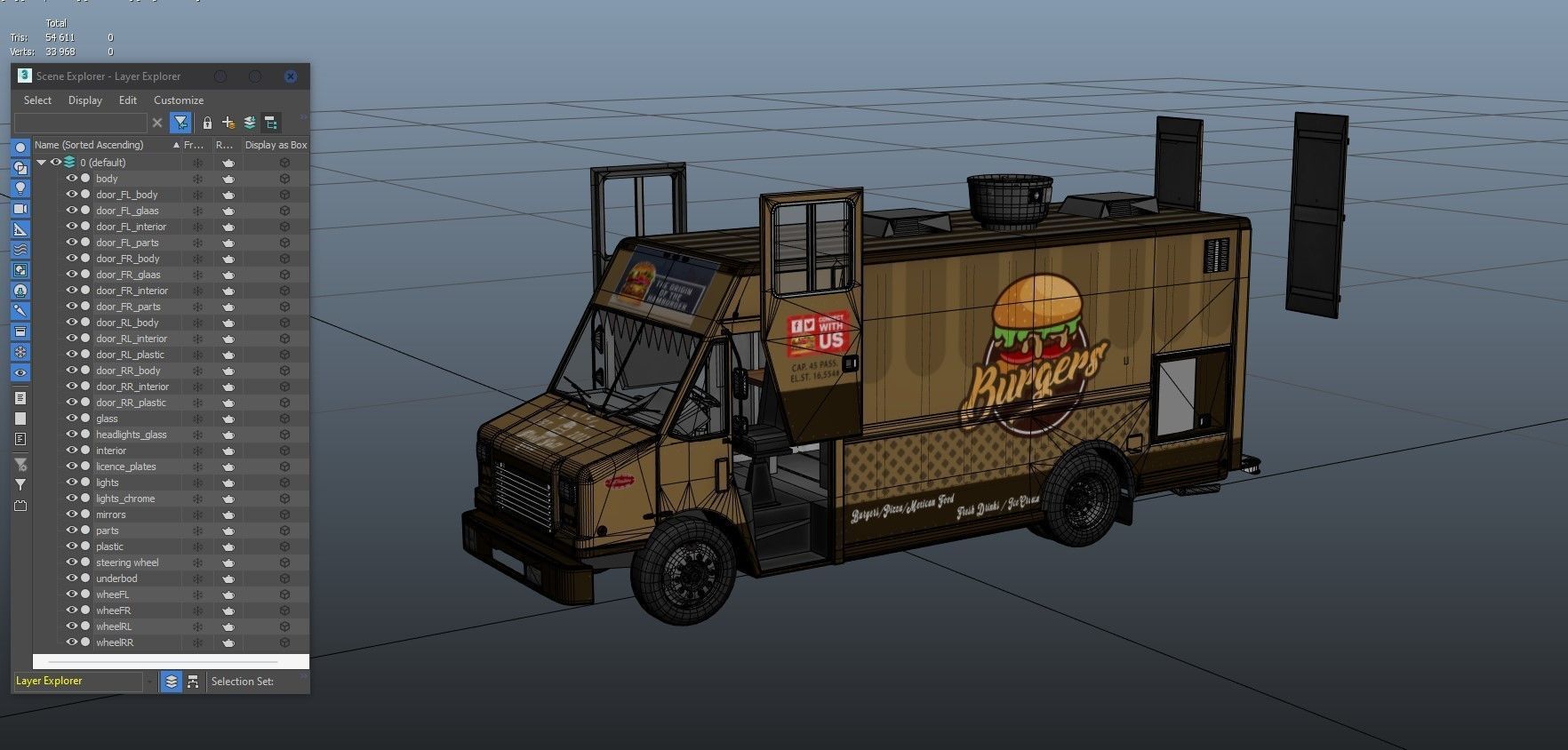 Freightlier food truck Low-poly 3D model_30