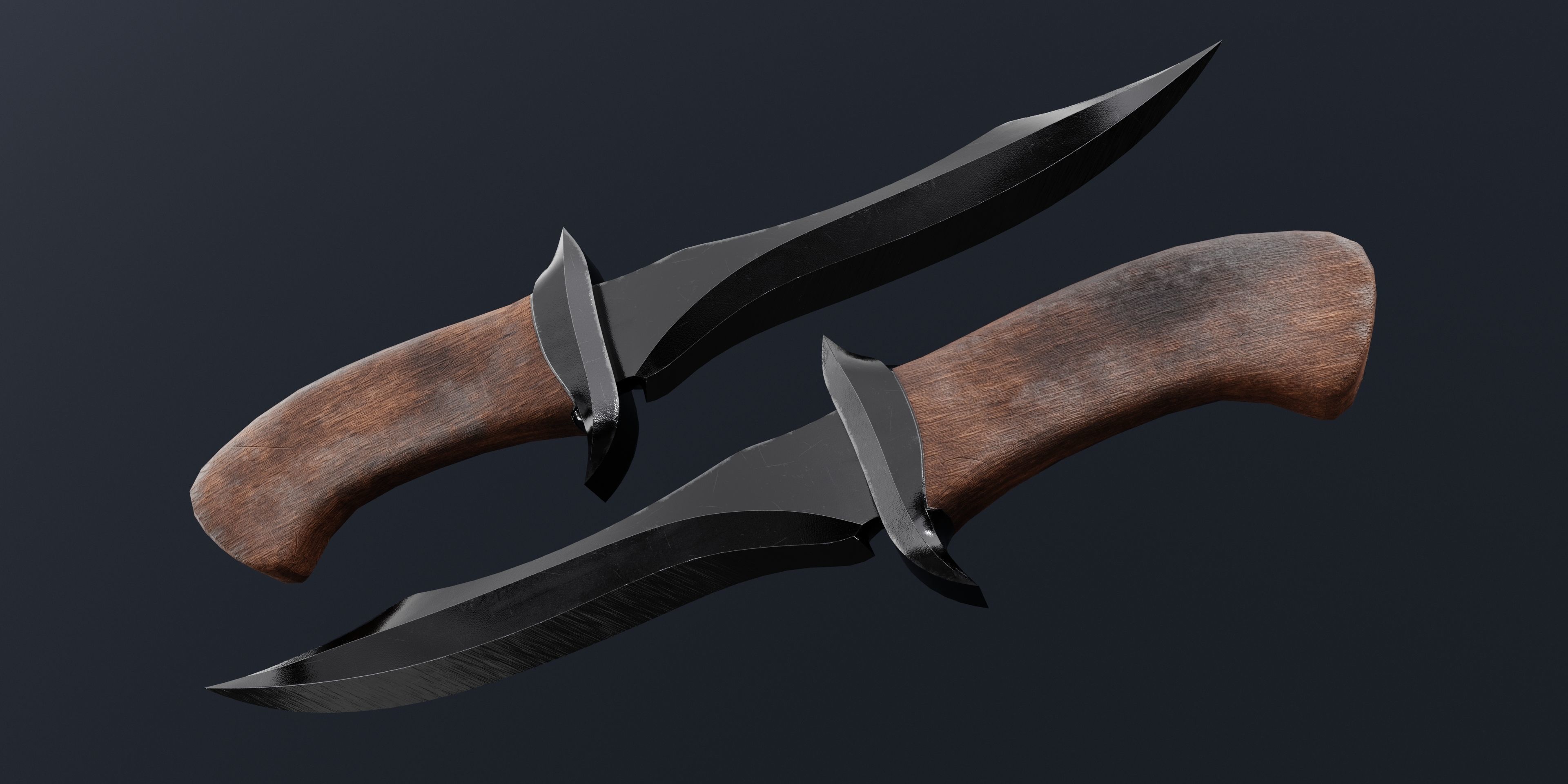 Combat knife Low-poly 3D model_3