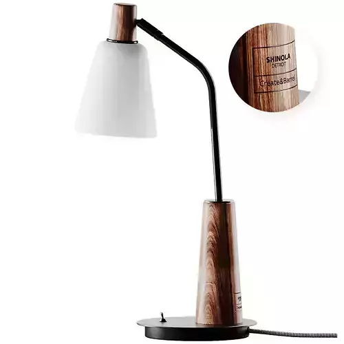 Shinola Book Milk Glass and Metal Desk Lamp