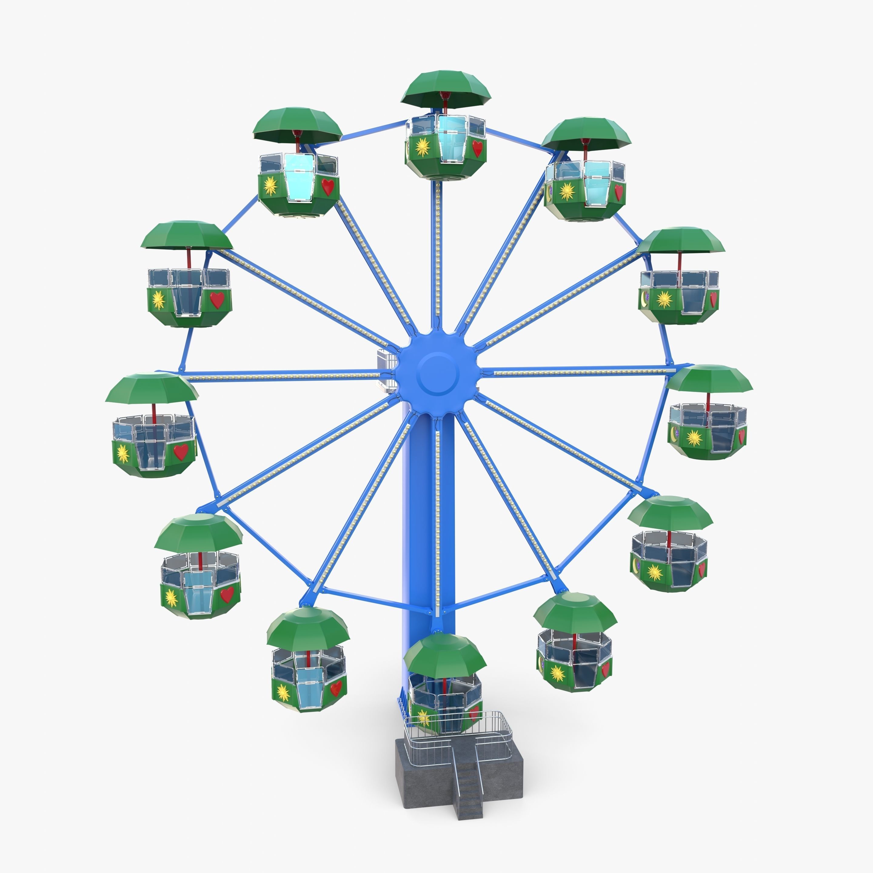 Ferris wheel v2 Low-poly 3D model_7