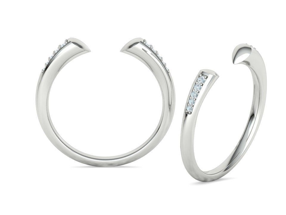 STACKABLE DIAMOND BAND  SOPHIA OPEN RING V3 3dmodel  3D print model_6