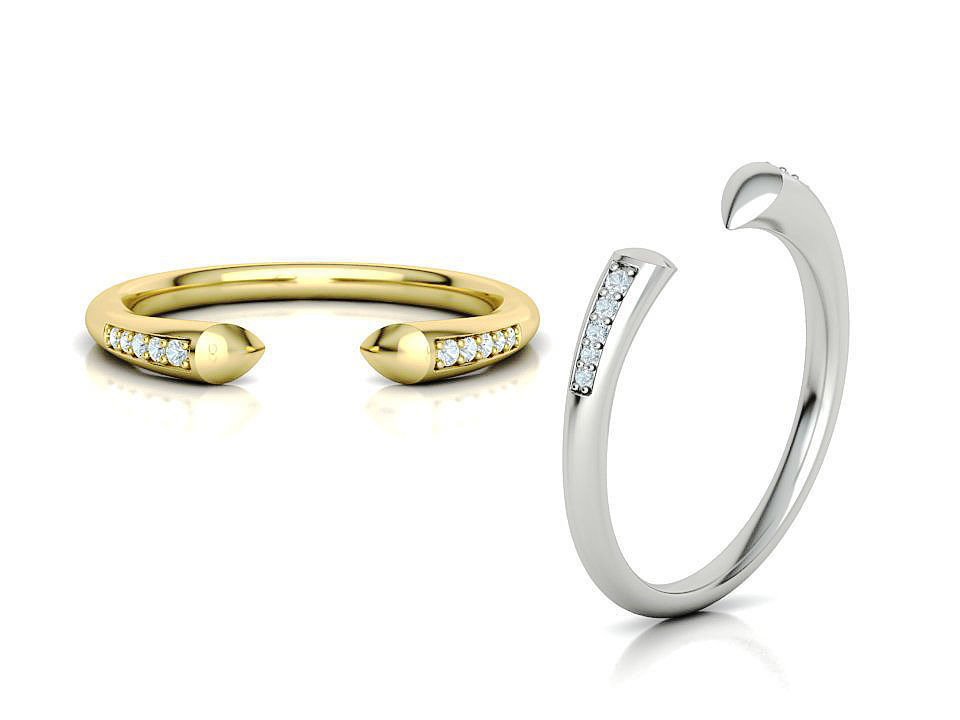 STACKABLE DIAMOND BAND  SOPHIA OPEN RING V3 3dmodel  3D print model_1