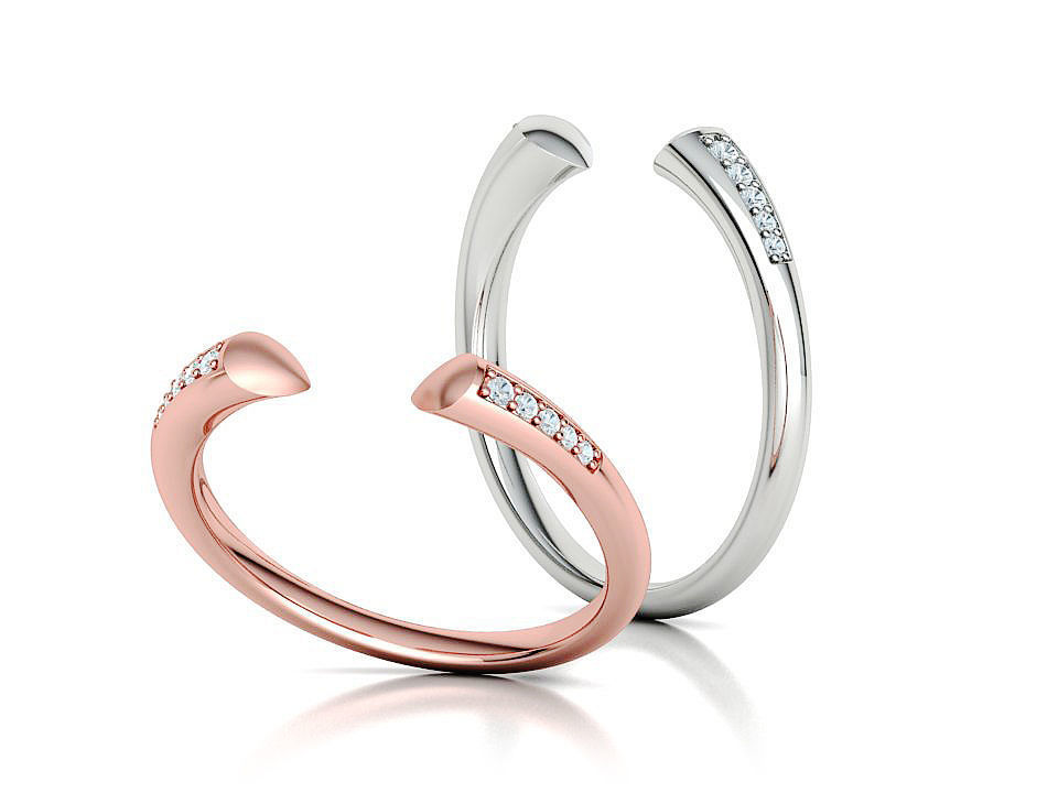 STACKABLE DIAMOND BAND  SOPHIA OPEN RING V3 3dmodel  3D print model_3