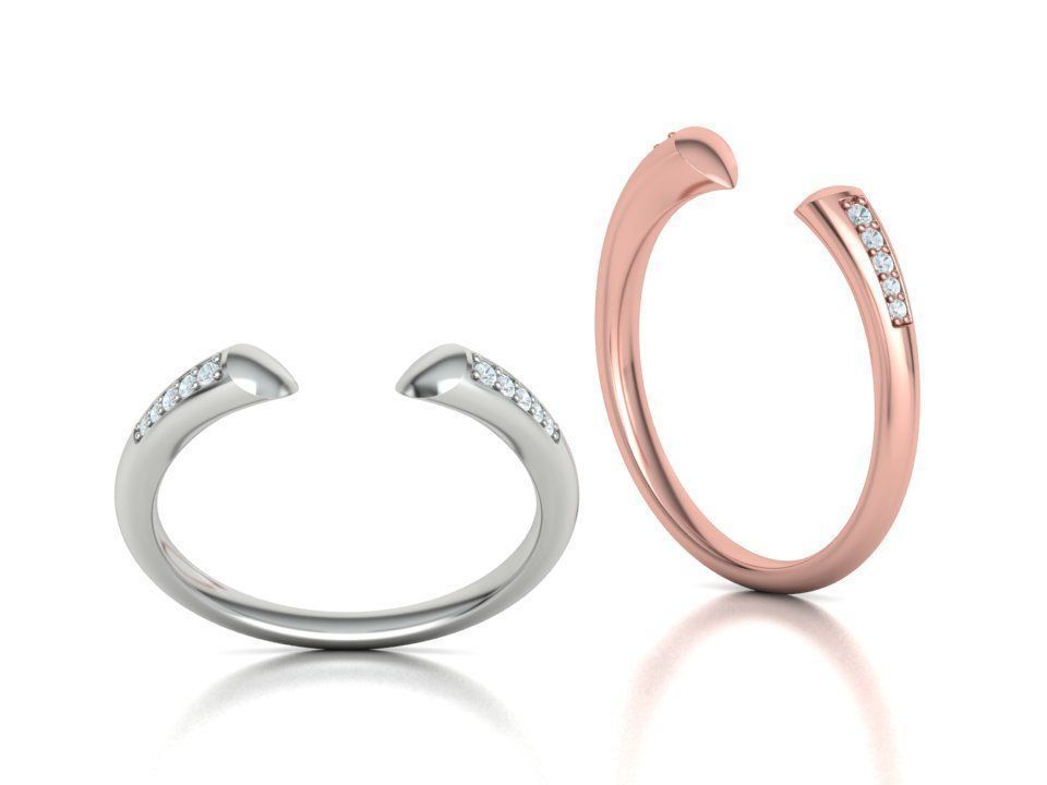 STACKABLE DIAMOND BAND  SOPHIA OPEN RING V3 3dmodel  3D print model_7