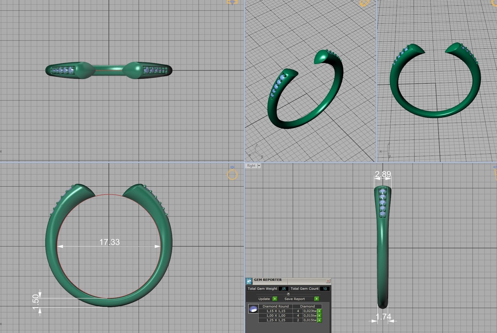 STACKABLE DIAMOND BAND  SOPHIA OPEN RING V3 3dmodel  3D print model_12