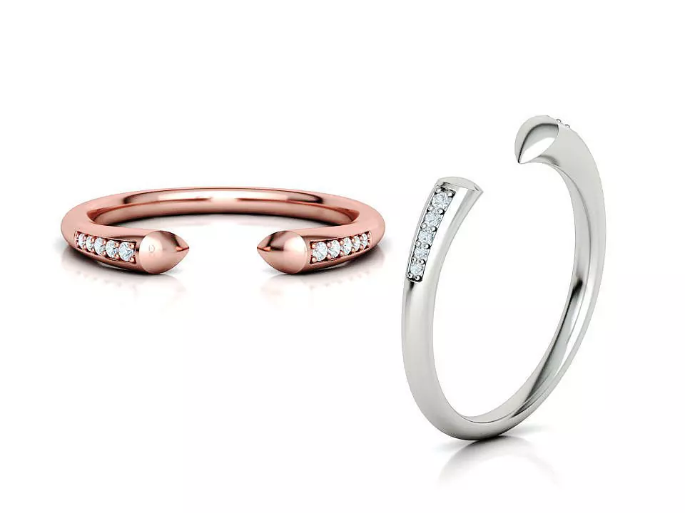 STACKABLE DIAMOND BAND  SOPHIA OPEN RING V3 3dmodel  3D print model_0