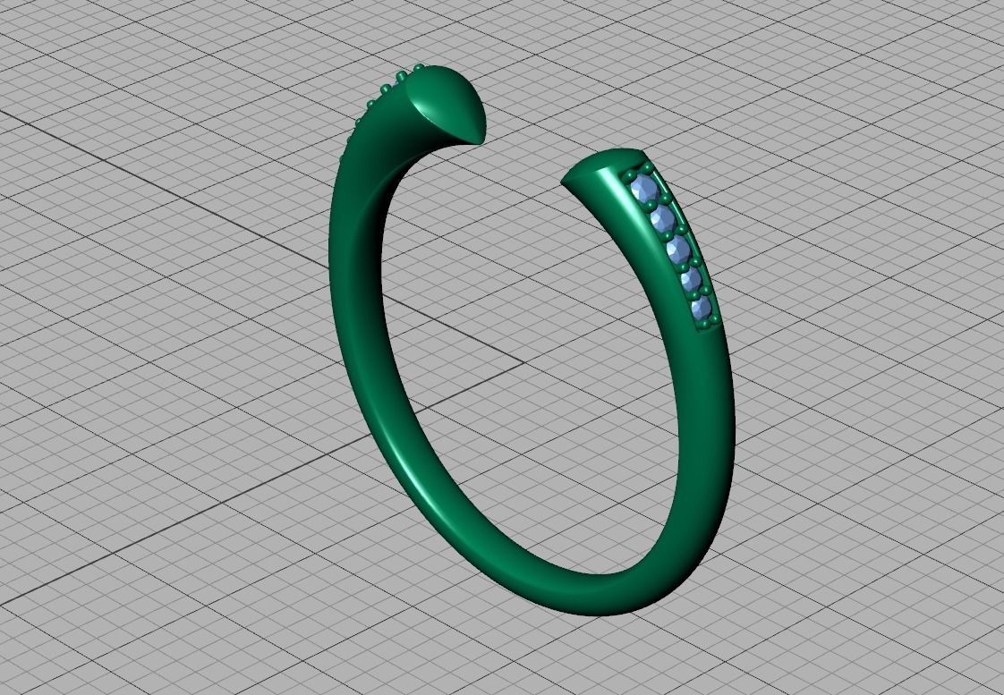 STACKABLE DIAMOND BAND  SOPHIA OPEN RING V3 3dmodel  3D print model_39