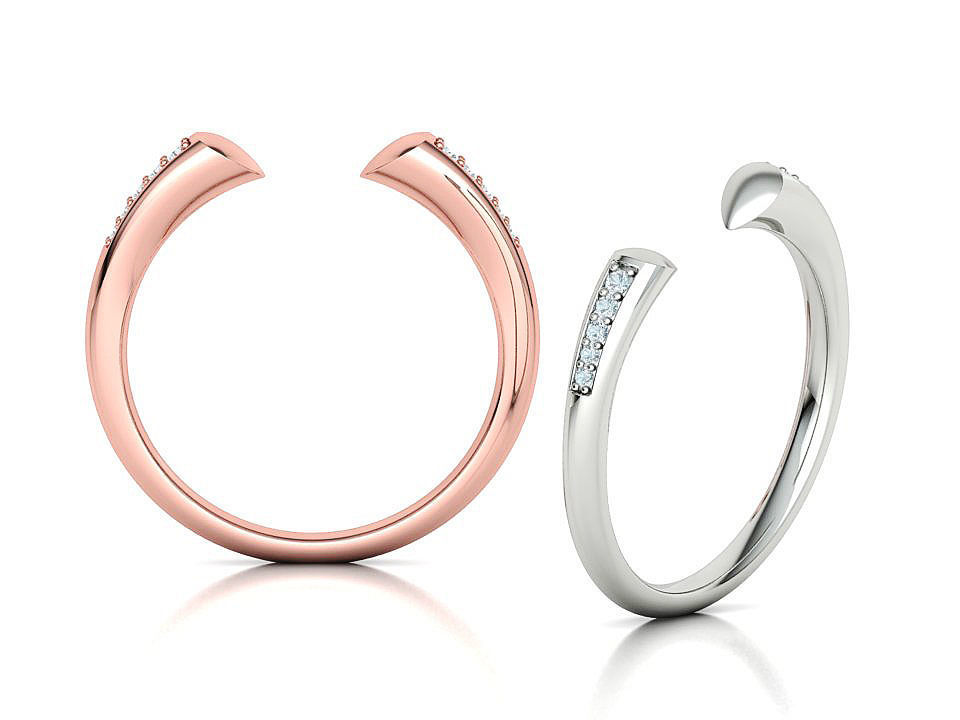 STACKABLE DIAMOND BAND  SOPHIA OPEN RING V3 3dmodel  3D print model_2