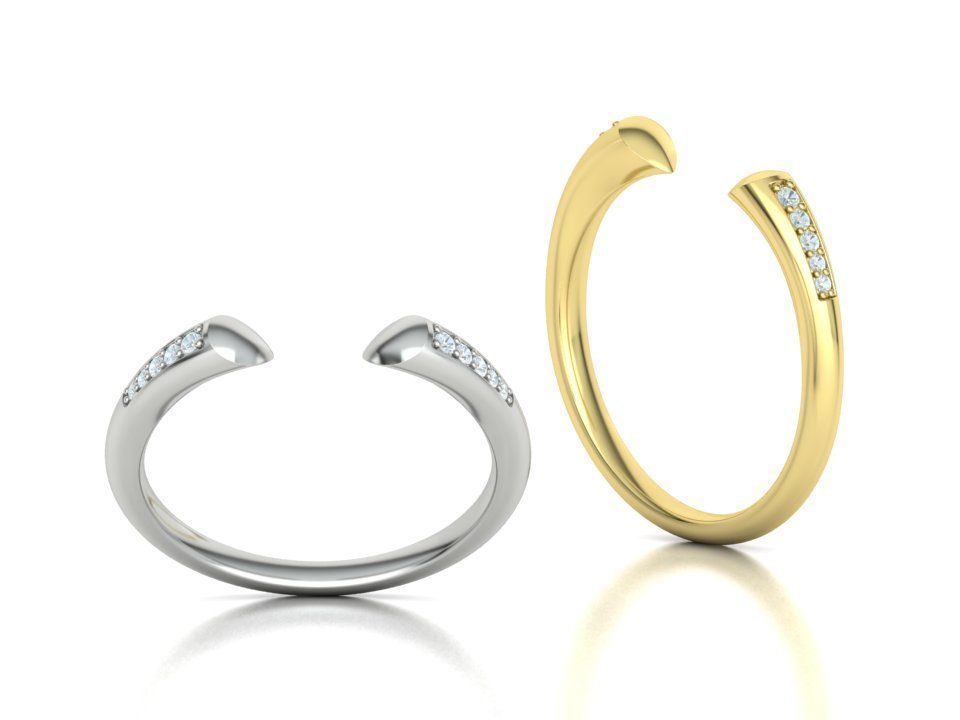 STACKABLE DIAMOND BAND  SOPHIA OPEN RING V3 3dmodel  3D print model_8