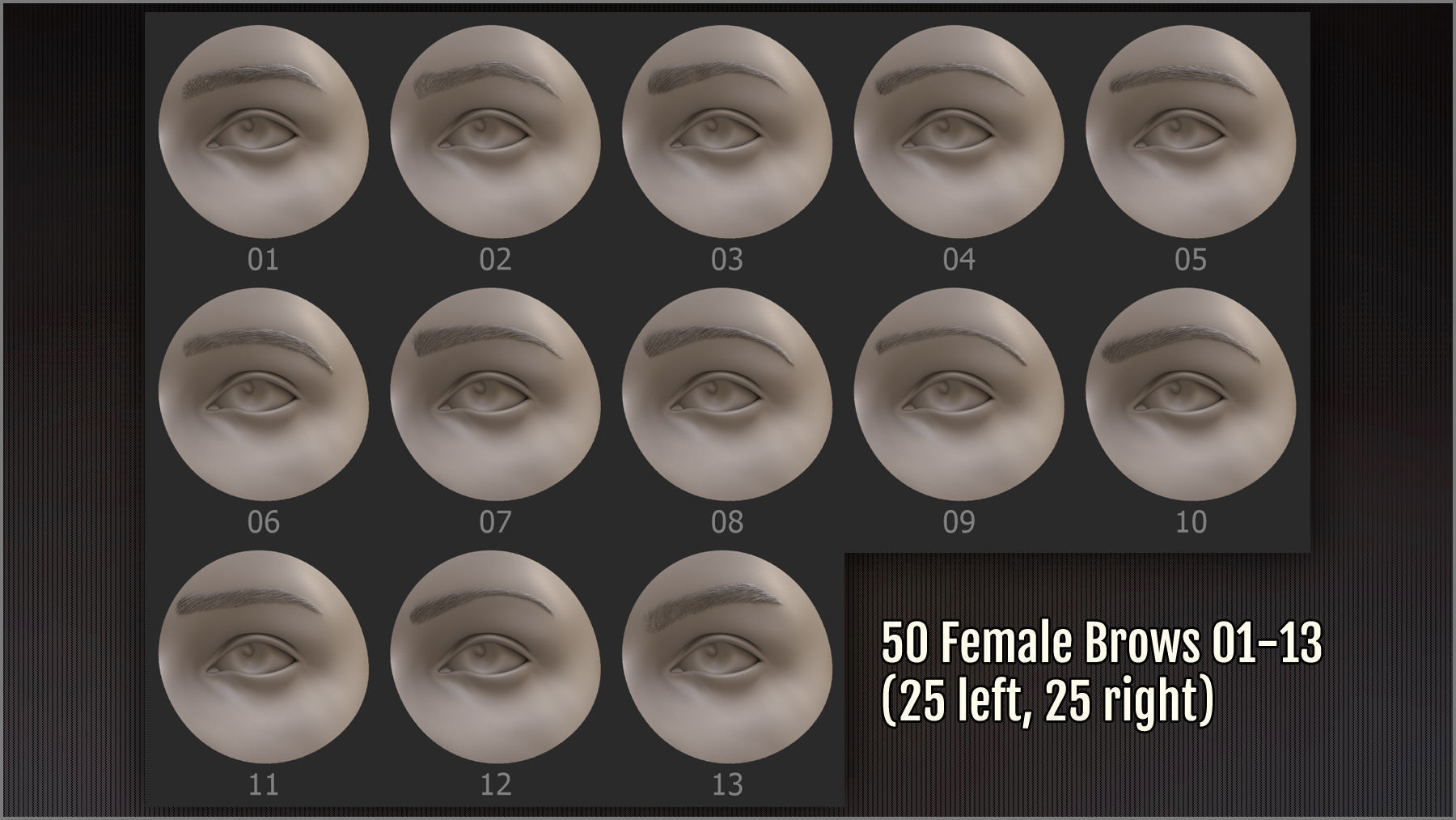 Eyebrows Maker 100 ZBrush IM brushes and 100 OBJs 3D model_3