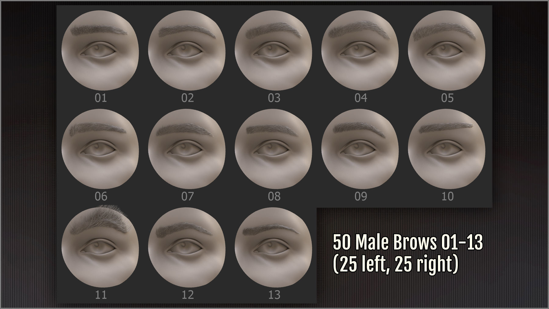 Eyebrows Maker 100 ZBrush IM brushes and 100 OBJs 3D model_5