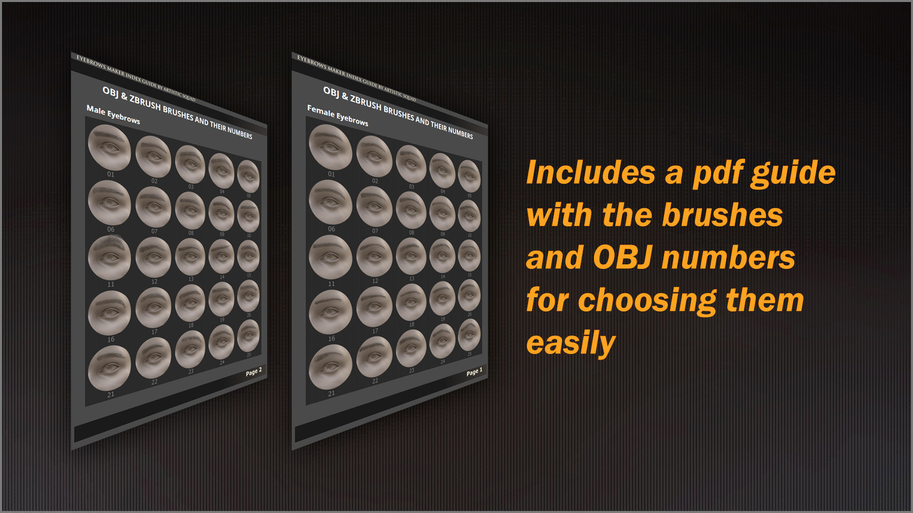 Eyebrows Maker 100 ZBrush IM brushes and 100 OBJs 3D model_8