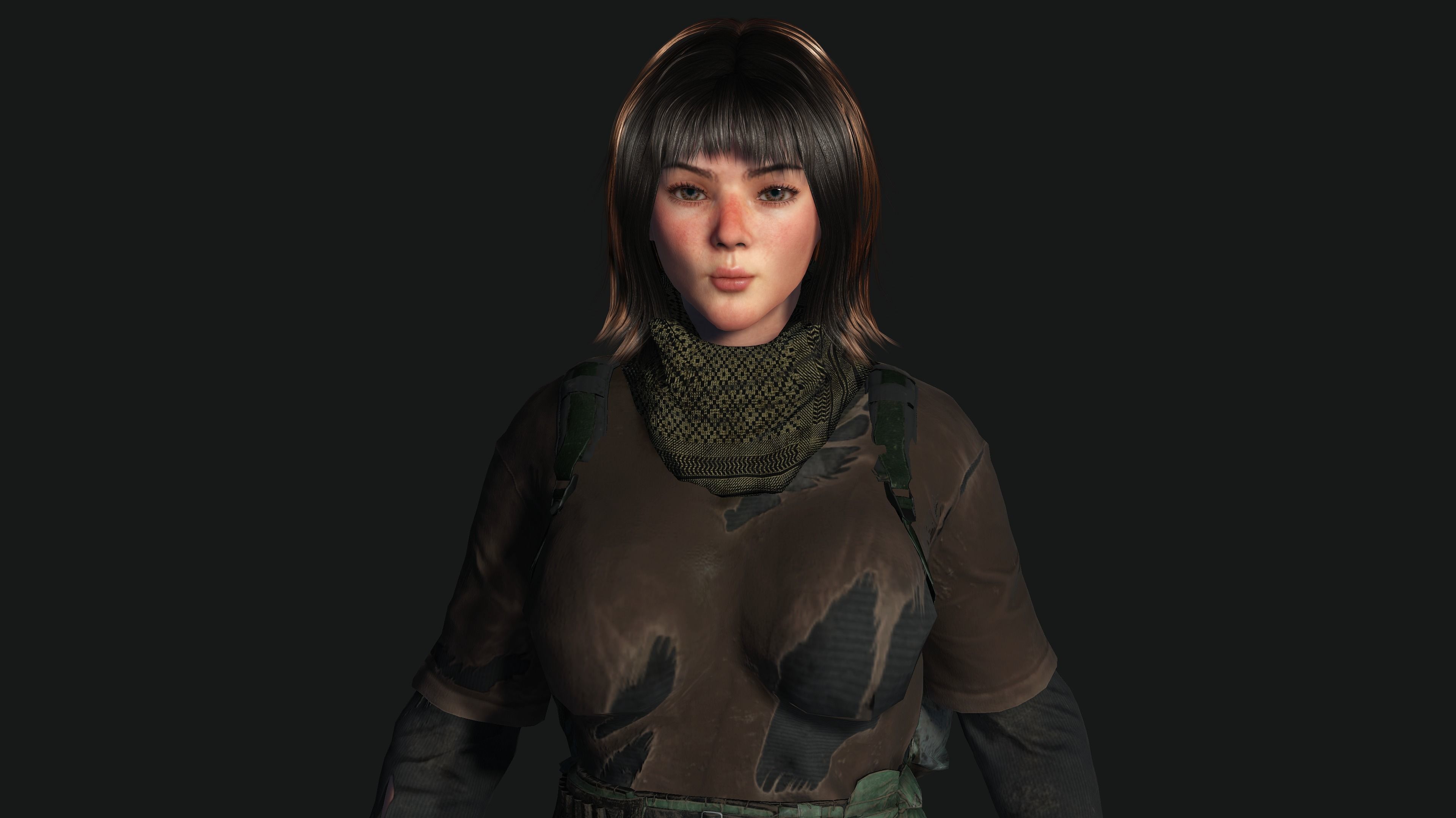 3D HYPERREALISTIC HUMAN RIG CHARACTER-ASIAN SURVIVAL APOCAlYPTIC Low-poly 3D model_11