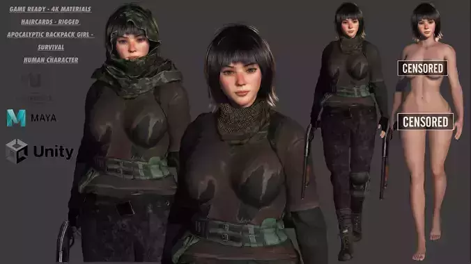 3D HYPERREALISTIC HUMAN RIG CHARACTER-ASIAN SURVIVAL APOCAlYPTIC Low-poly 3D model 3D HYPERREALISTIC HUMAN RIG CHARACTER-ASIAN SURVIVAL APOCAlYPTIC Low-poly 3D model