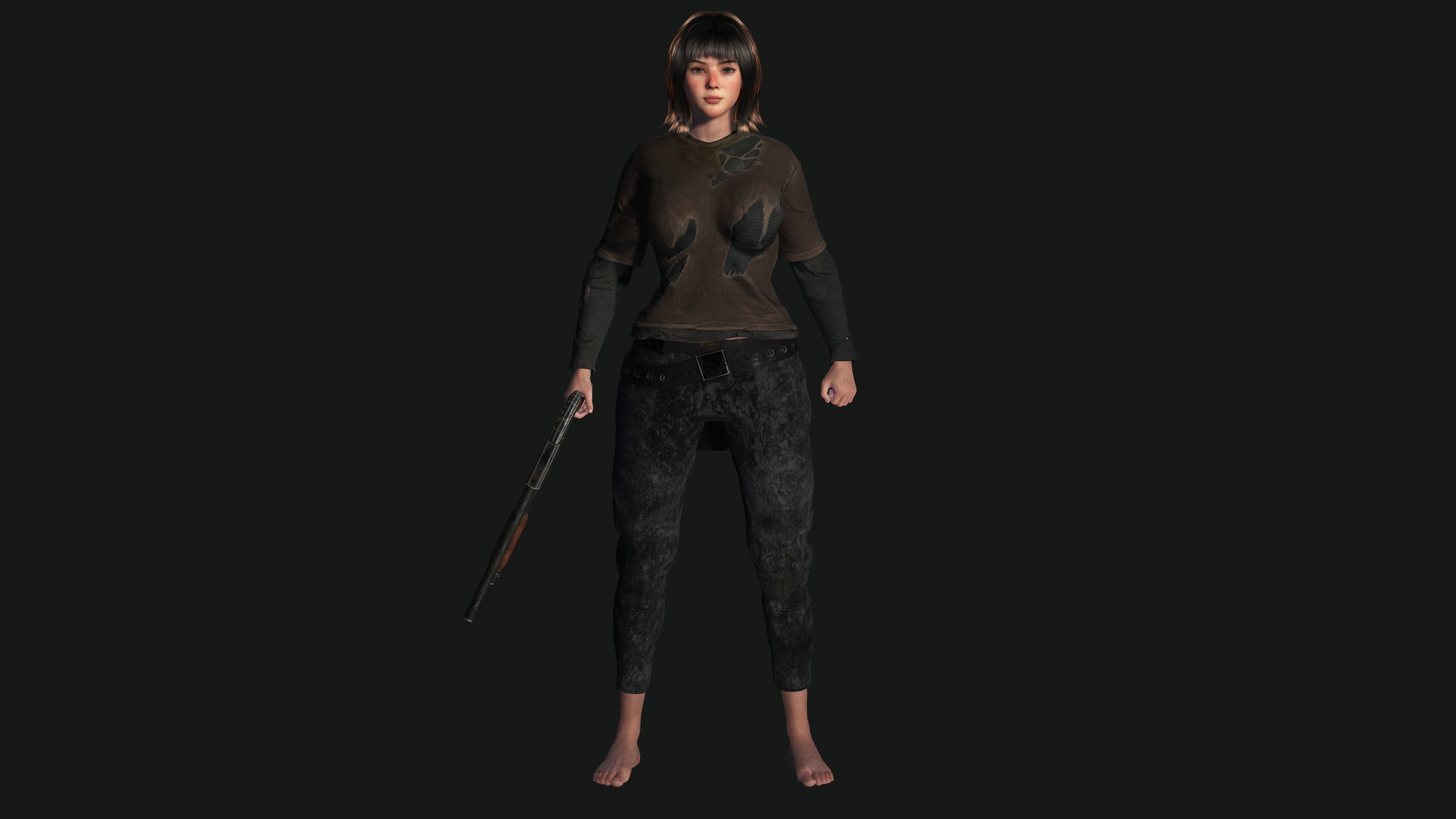 3D HYPERREALISTIC HUMAN RIG CHARACTER-ASIAN SURVIVAL APOCAlYPTIC Low-poly 3D model_18
