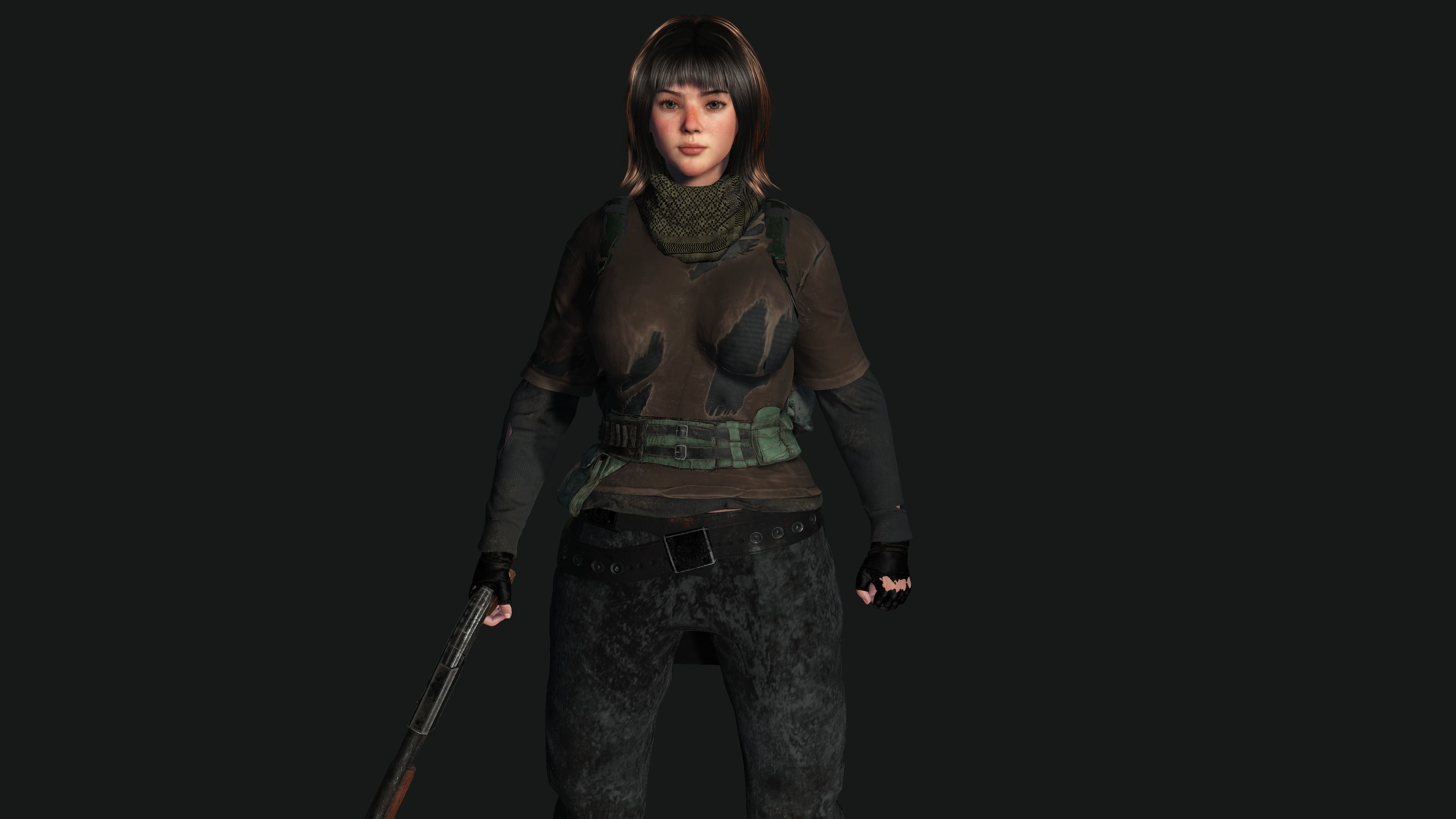 3D HYPERREALISTIC HUMAN RIG CHARACTER-ASIAN SURVIVAL APOCAlYPTIC Low-poly 3D model_9