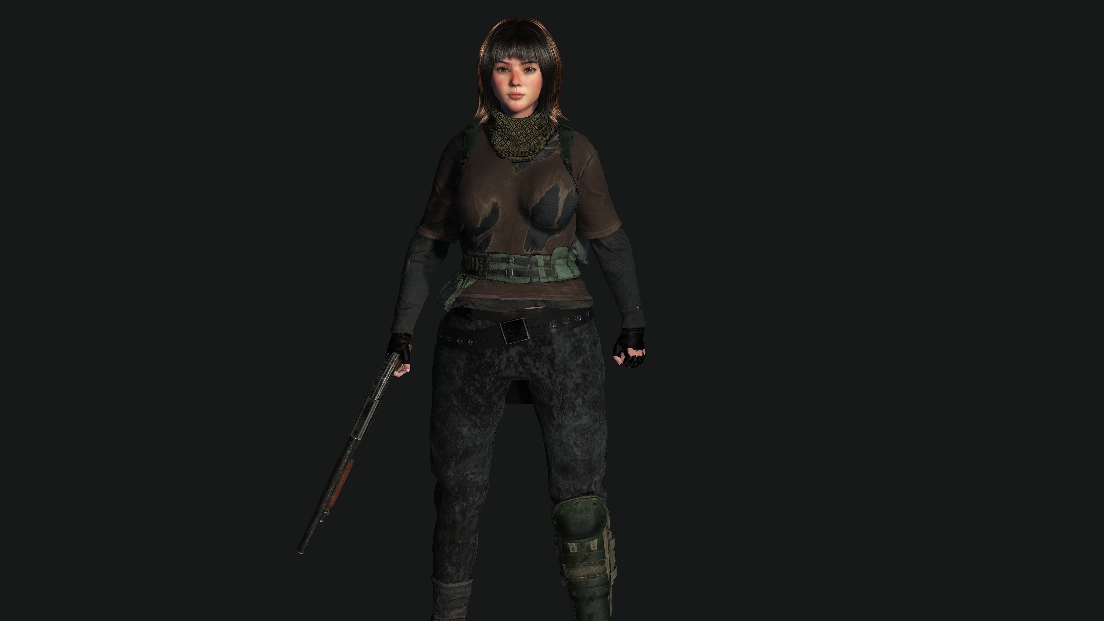 3D HYPERREALISTIC HUMAN RIG CHARACTER-ASIAN SURVIVAL APOCAlYPTIC Low-poly 3D model_8