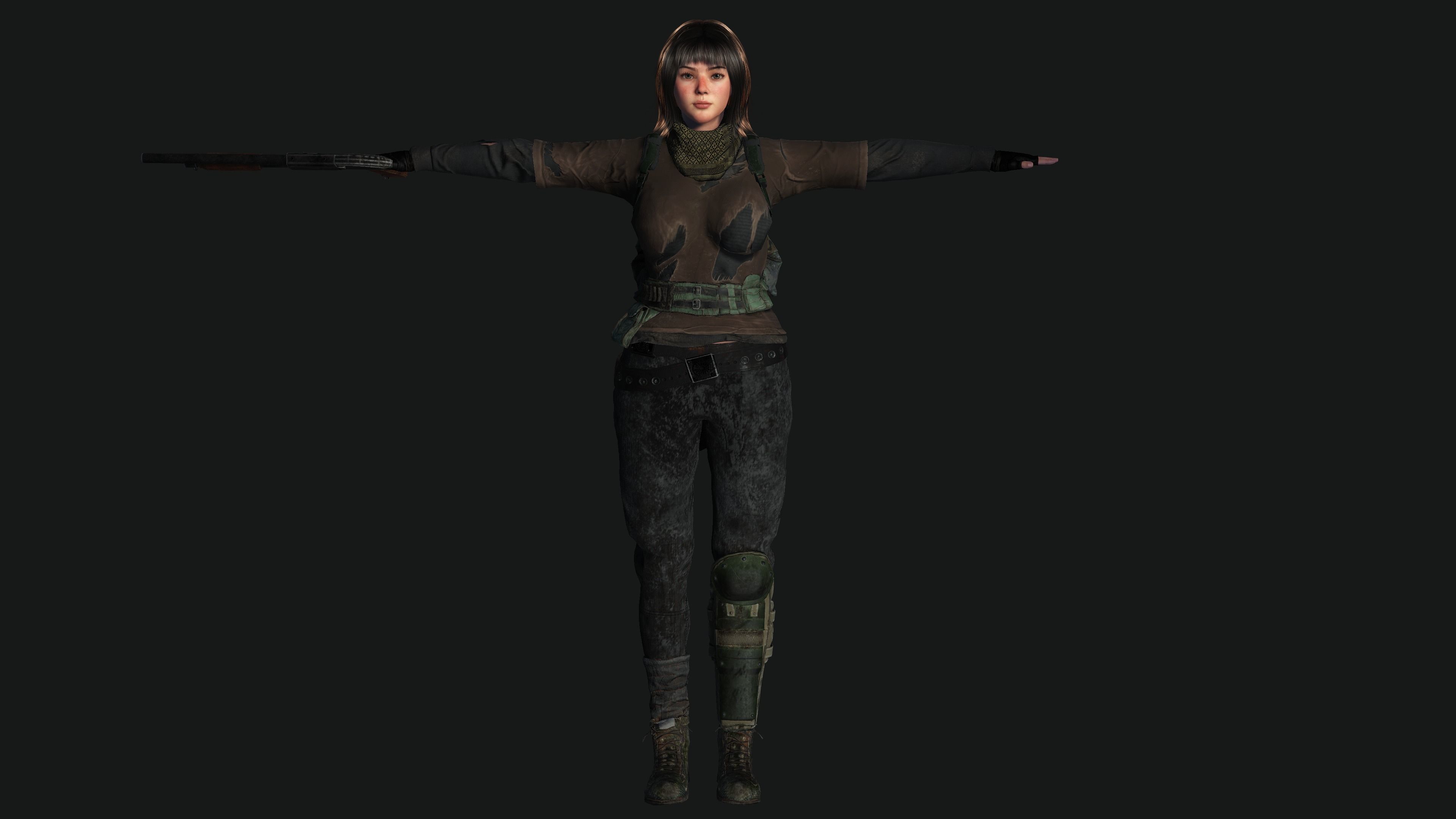 3D HYPERREALISTIC HUMAN RIG CHARACTER-ASIAN SURVIVAL APOCAlYPTIC Low-poly 3D model_25