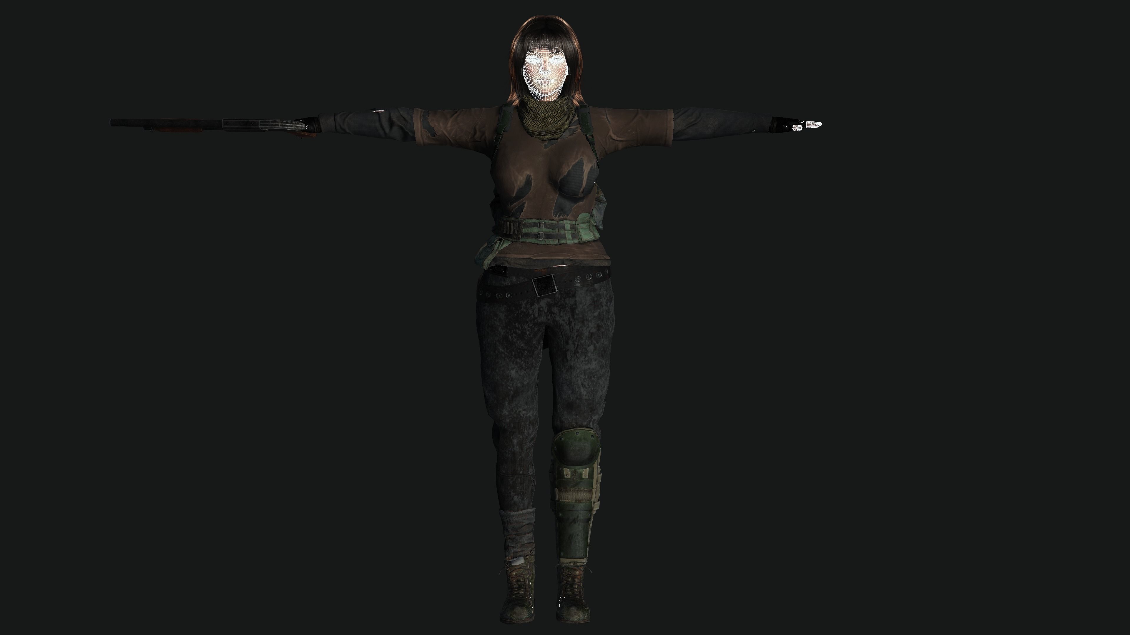 3D HYPERREALISTIC HUMAN RIG CHARACTER-ASIAN SURVIVAL APOCAlYPTIC Low-poly 3D model_27