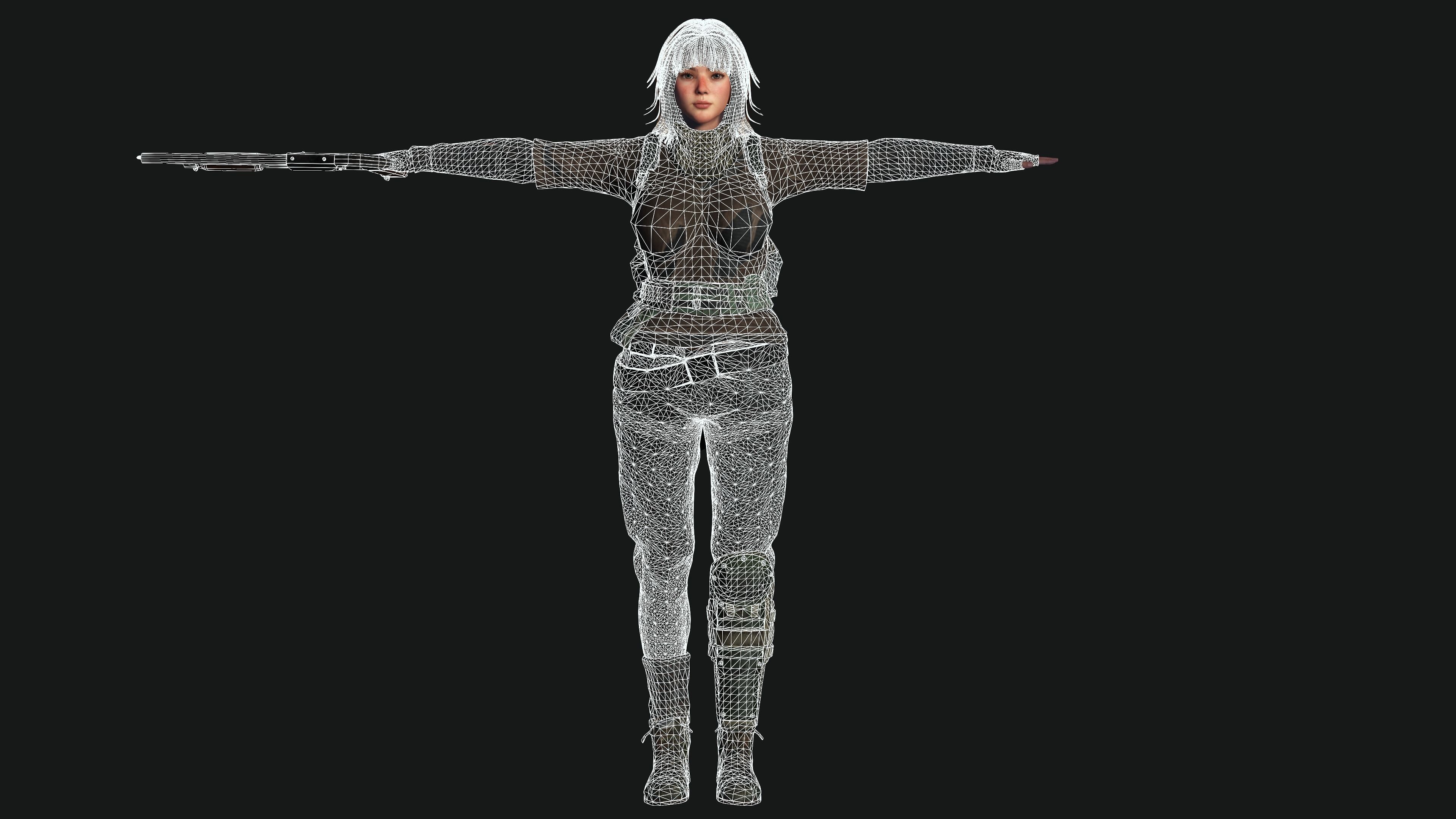 3D HYPERREALISTIC HUMAN RIG CHARACTER-ASIAN SURVIVAL APOCAlYPTIC Low-poly 3D model_26