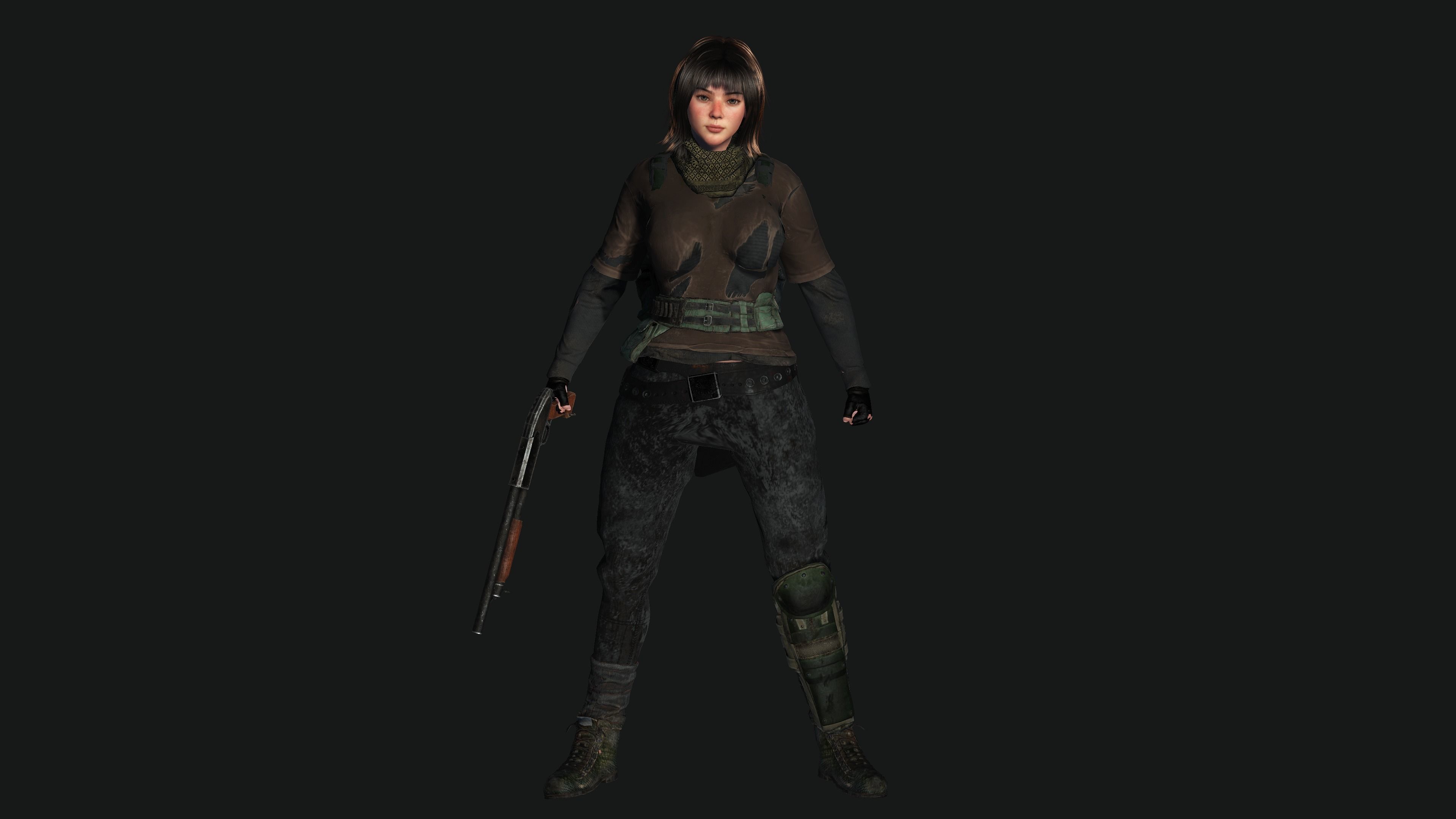 3D HYPERREALISTIC HUMAN RIG CHARACTER-ASIAN SURVIVAL APOCAlYPTIC Low-poly 3D model_12