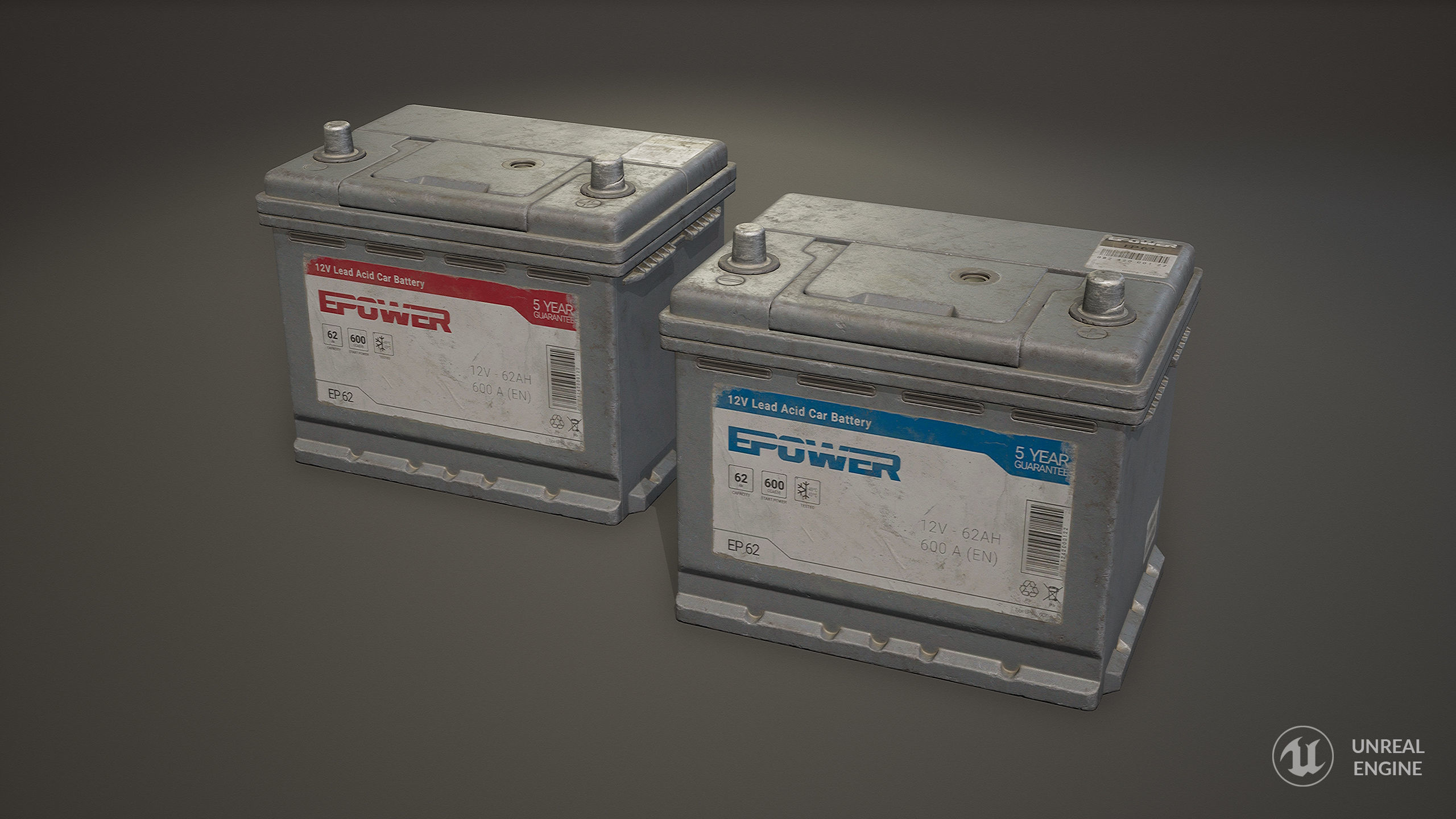 Car Battery 62 6CT 12 Volt - PBR Game Ready Low-poly 3D model_2
