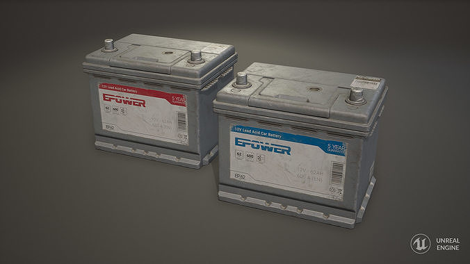 Car Battery 62 6CT 12 Volt - PBR Game Ready LODs Low-poly 3D model 3