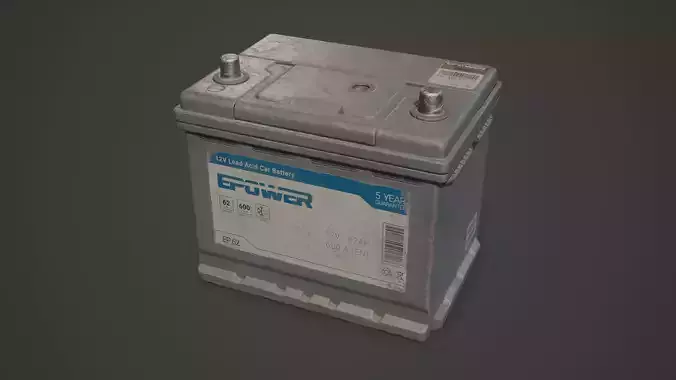 Car Battery 62 6CT 12 Volt - PBR Game Ready Low-poly 3D model