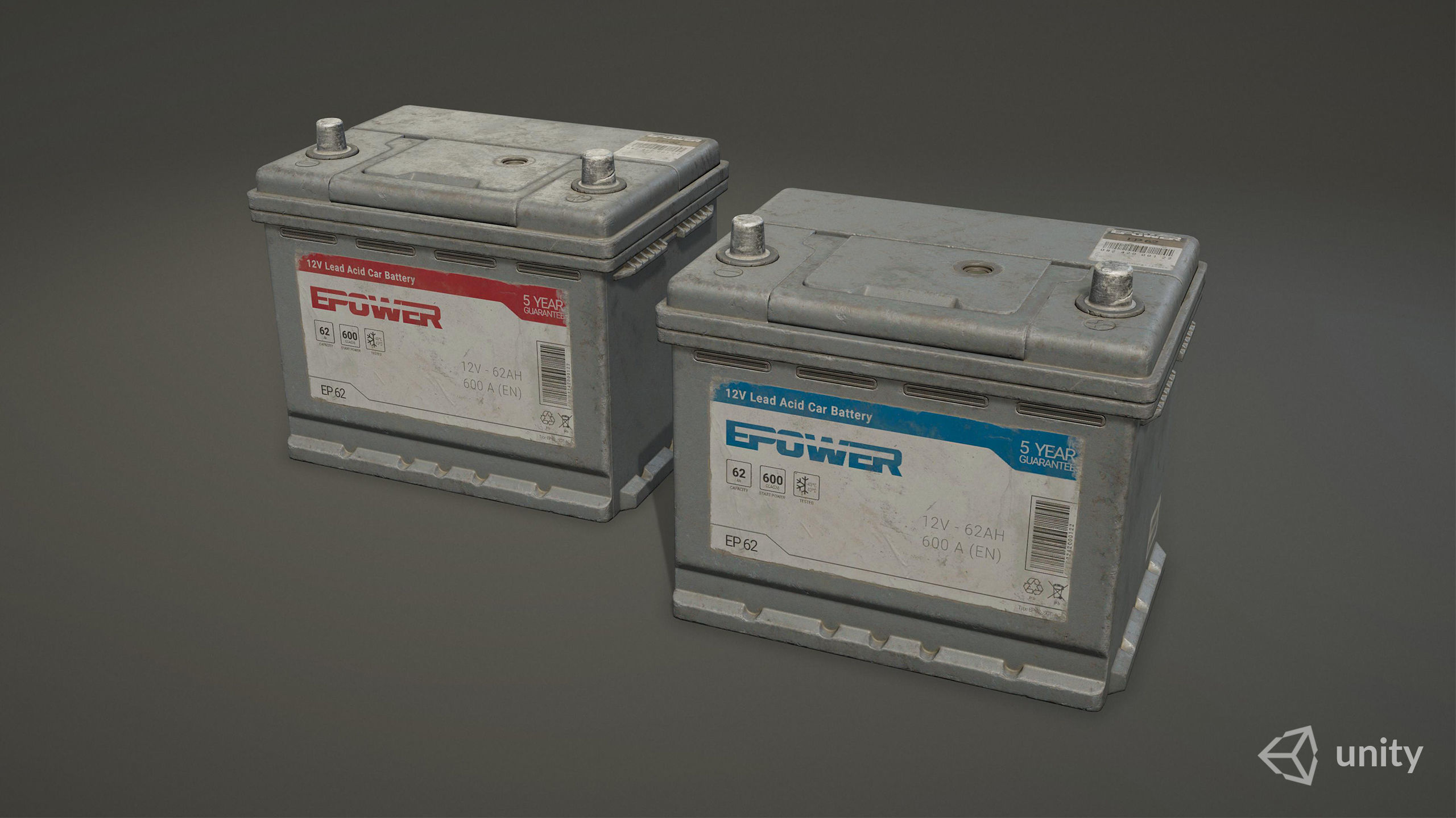 Car Battery 62 6CT 12 Volt - PBR Game Ready Low-poly 3D model_3