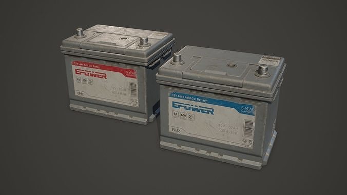 Car Battery 62 6CT 12 Volt - PBR Game Ready LODs Low-poly 3D model 2