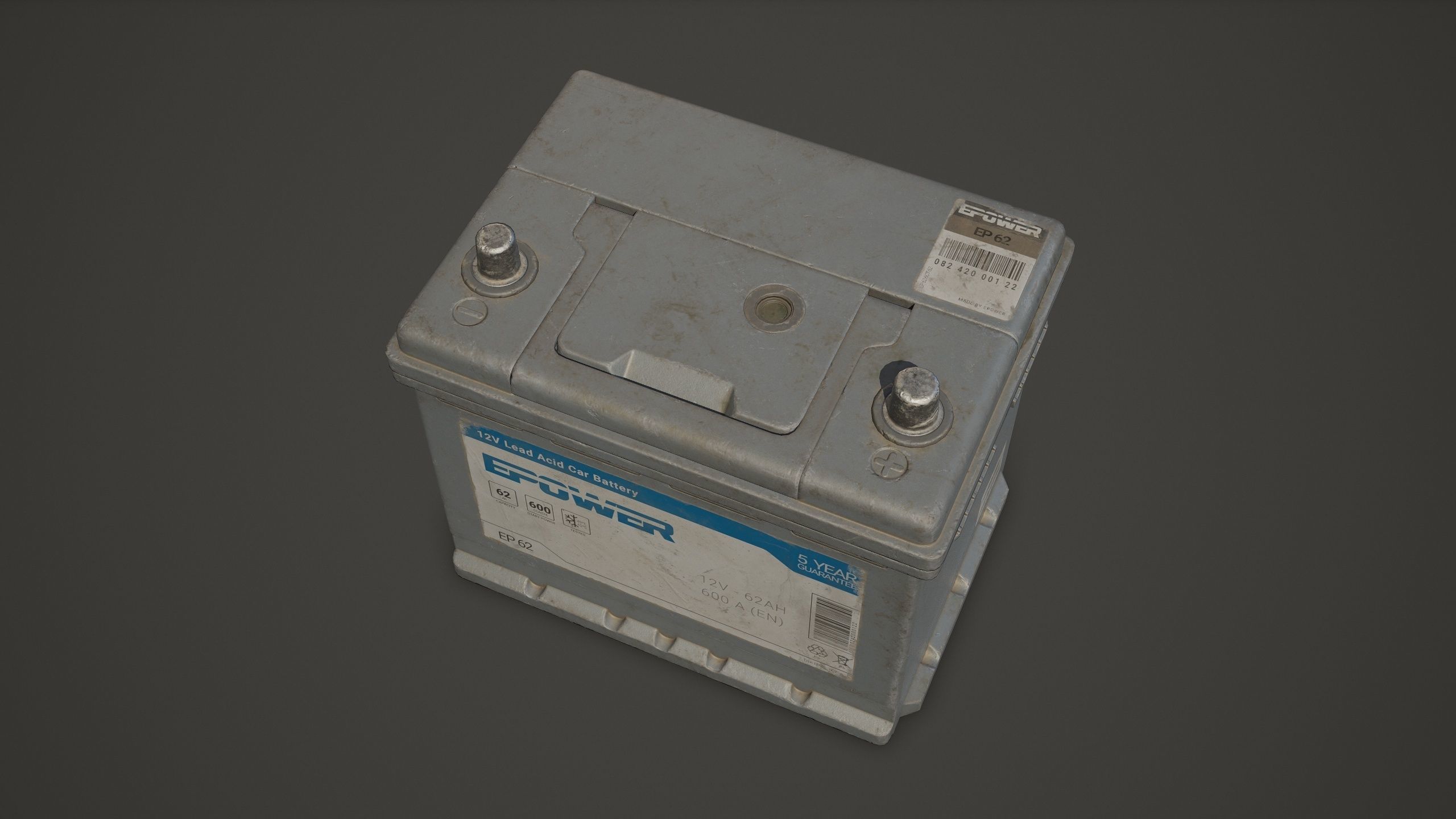 Car Battery 62 6CT 12 Volt - PBR Game Ready Low-poly 3D model_10