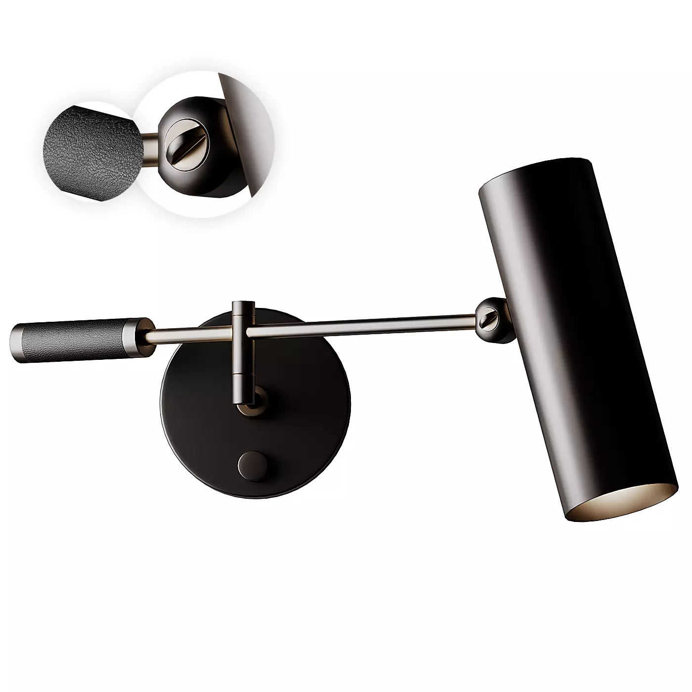 Apparatus Cylinder Reading Sconce Brass and Leather from 3D model_0