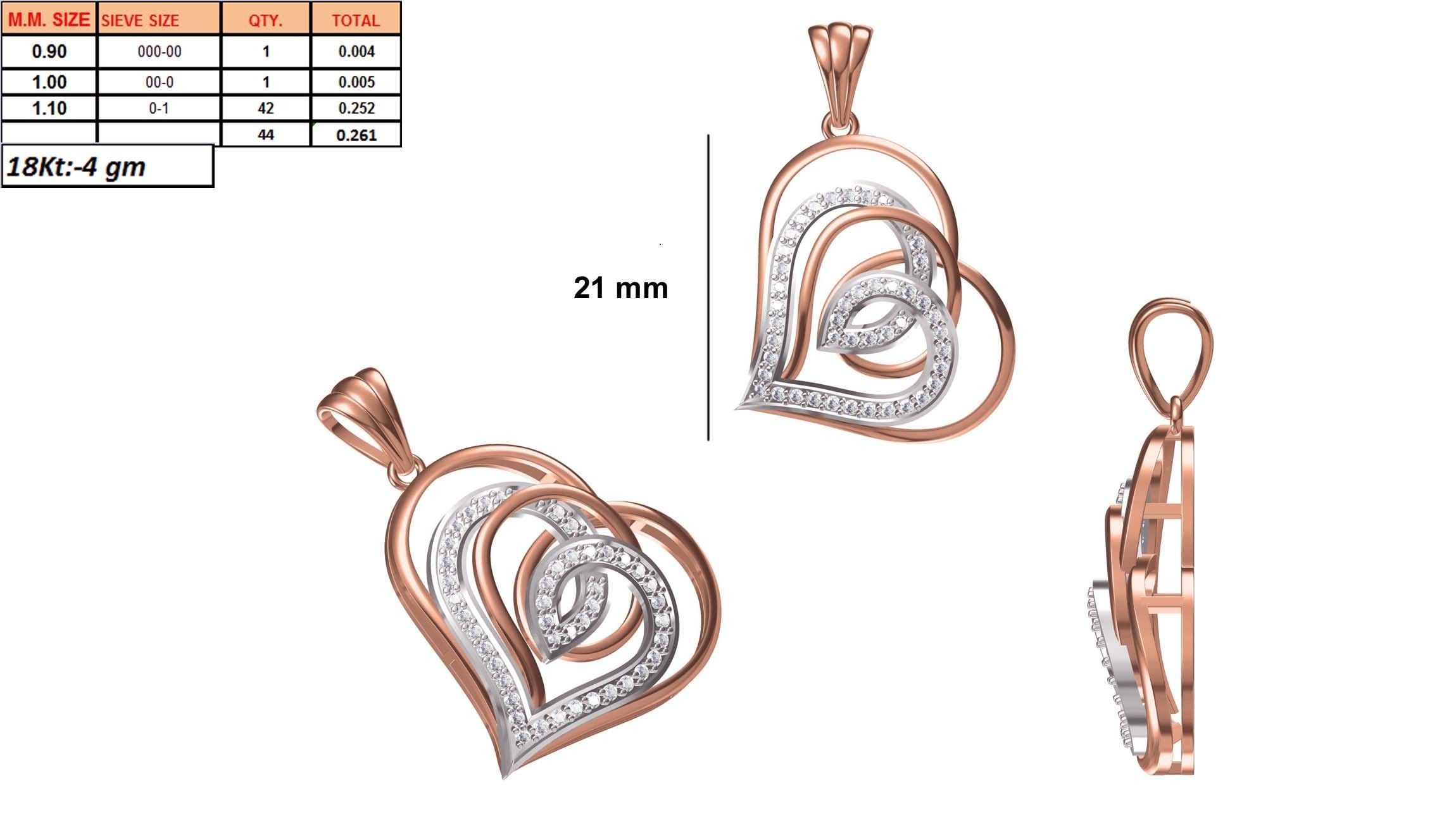 Women Heavy Heart Unique Pendant STL FBX JCD Details 3D print model_1