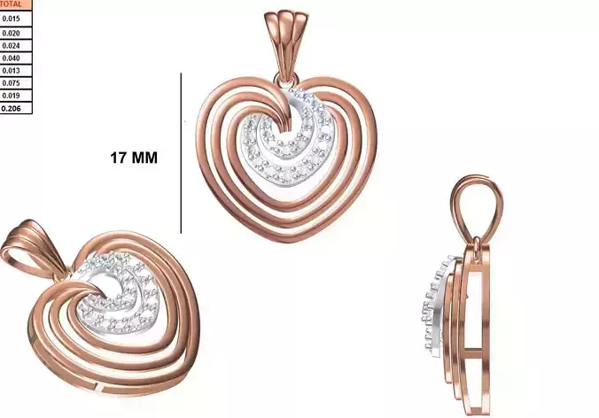 Women Heavy Unique Heart Pendant STL FBX JCD Details 3D print model