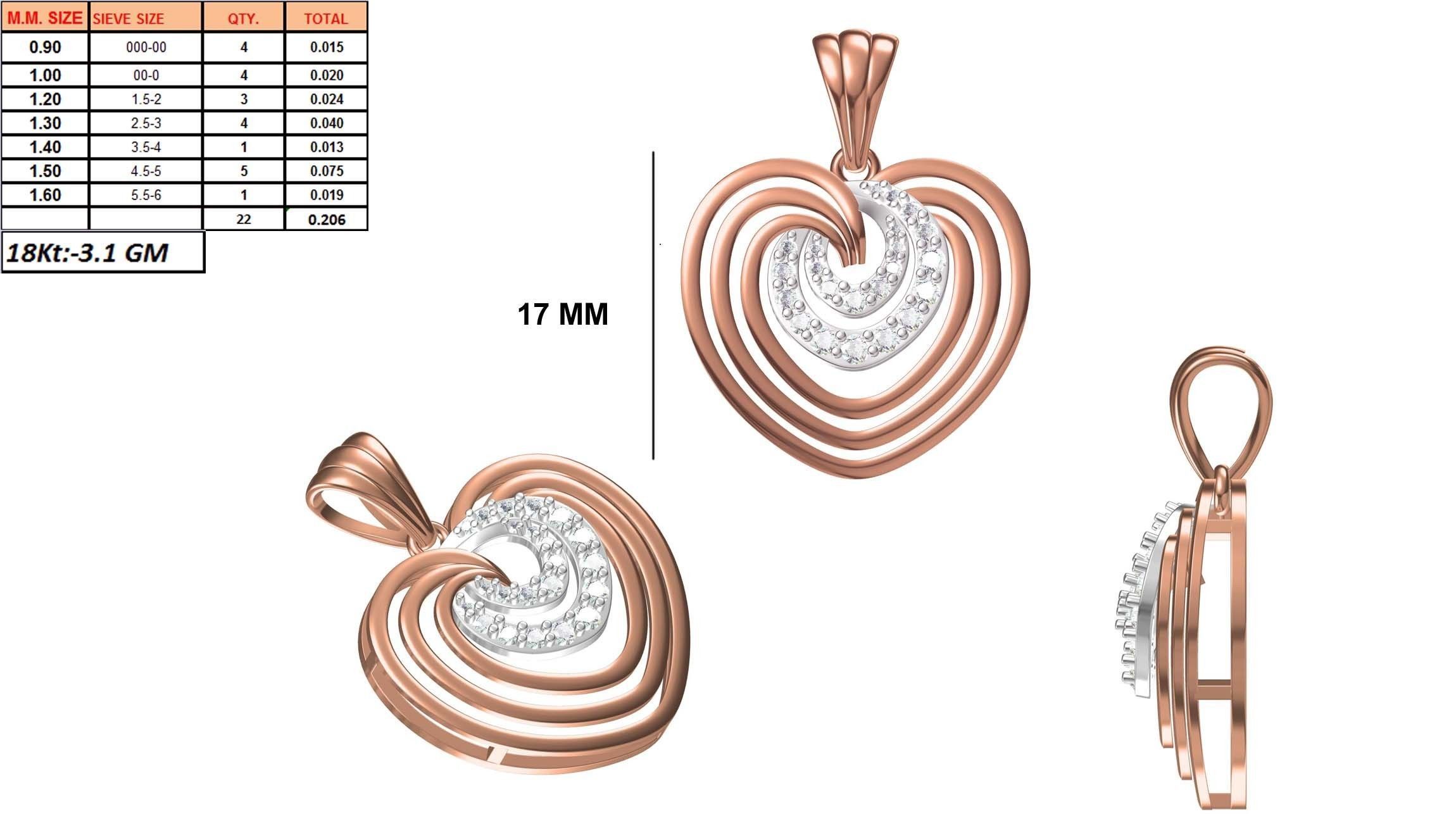 Women Heavy Unique Heart Pendant STL FBX JCD Details 3D print model_1