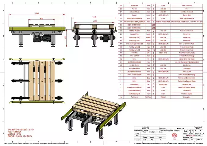 Pallet Chain Conveyor 3D model