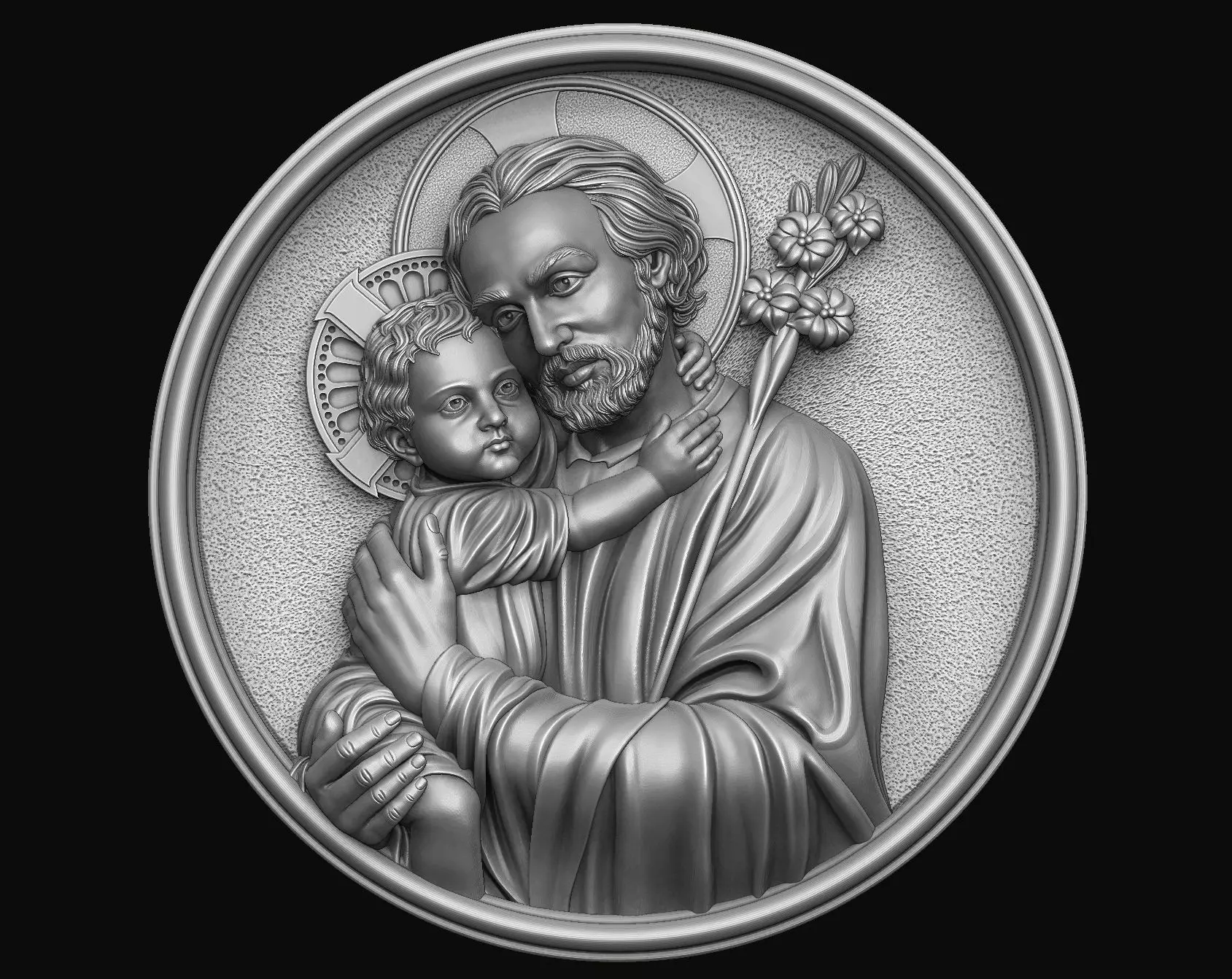 Saint  Joseph pendant 3D print model_0