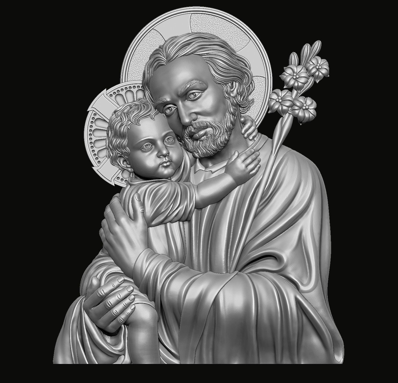Saint  Joseph pendant 3D print model_2