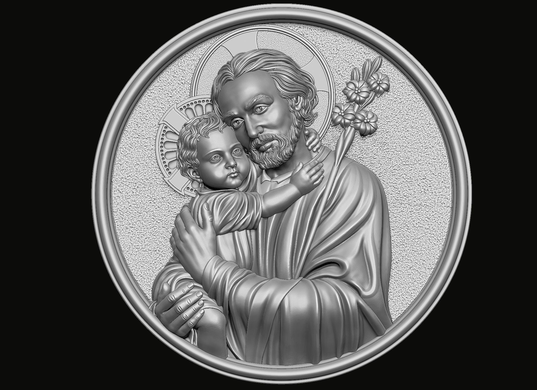 Saint  Joseph pendant 3D print model_1