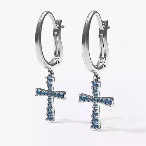 Earrings cross with stones